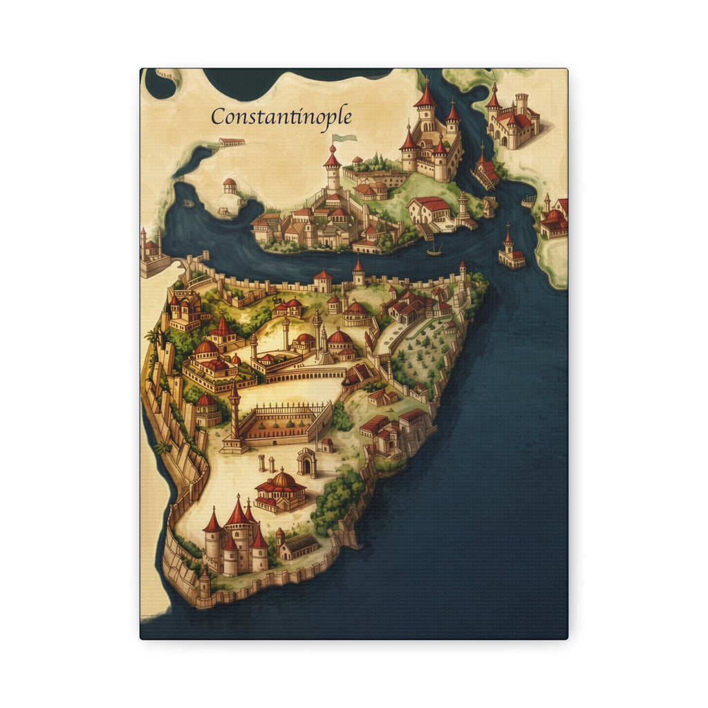 Constantinople Vintage Map Matte Canvas Print — Stretched 1.25"