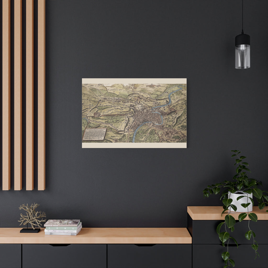Antique City Map of Rome Matte Canvas Print — Vintage Stretched Wall Art