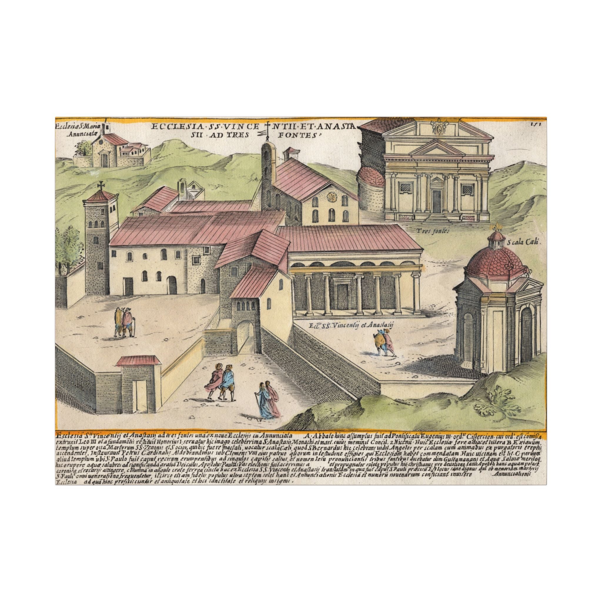 The Church of Saints Vincent and Anastasius at the Three Fountains Historic Canvas Wall Art