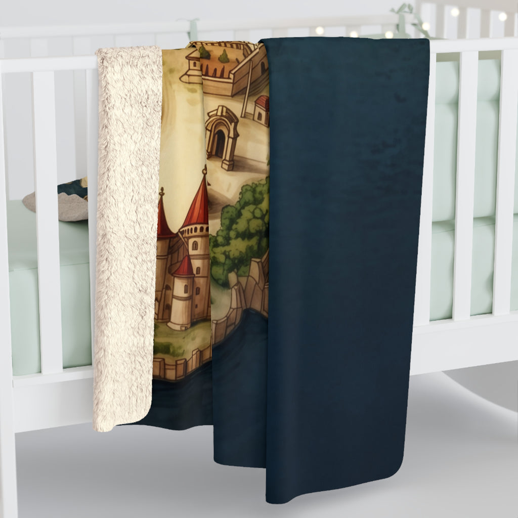 Constantinople Vintage Map Sherpa Fleece Blanket