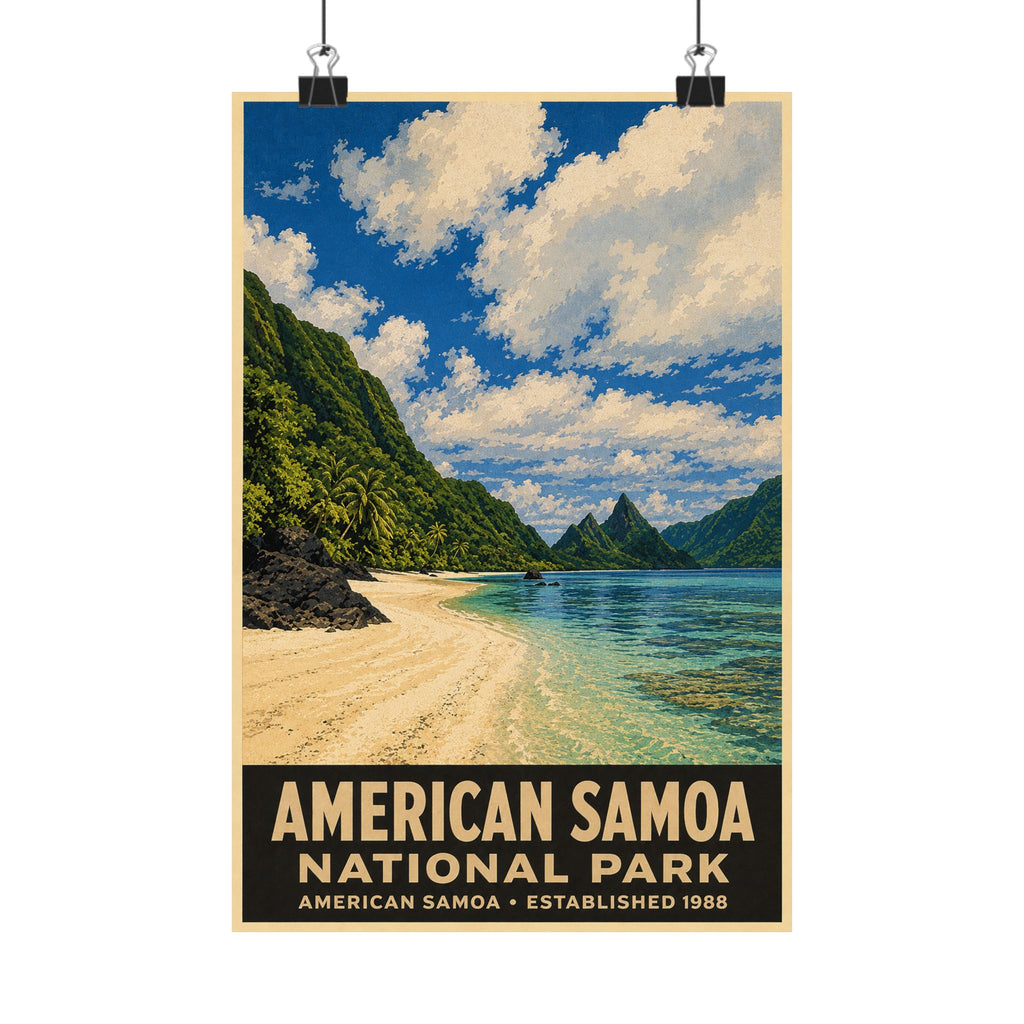 American Samoa National Park Satin Poster – Vintage Travel Beach Art (300gsm)