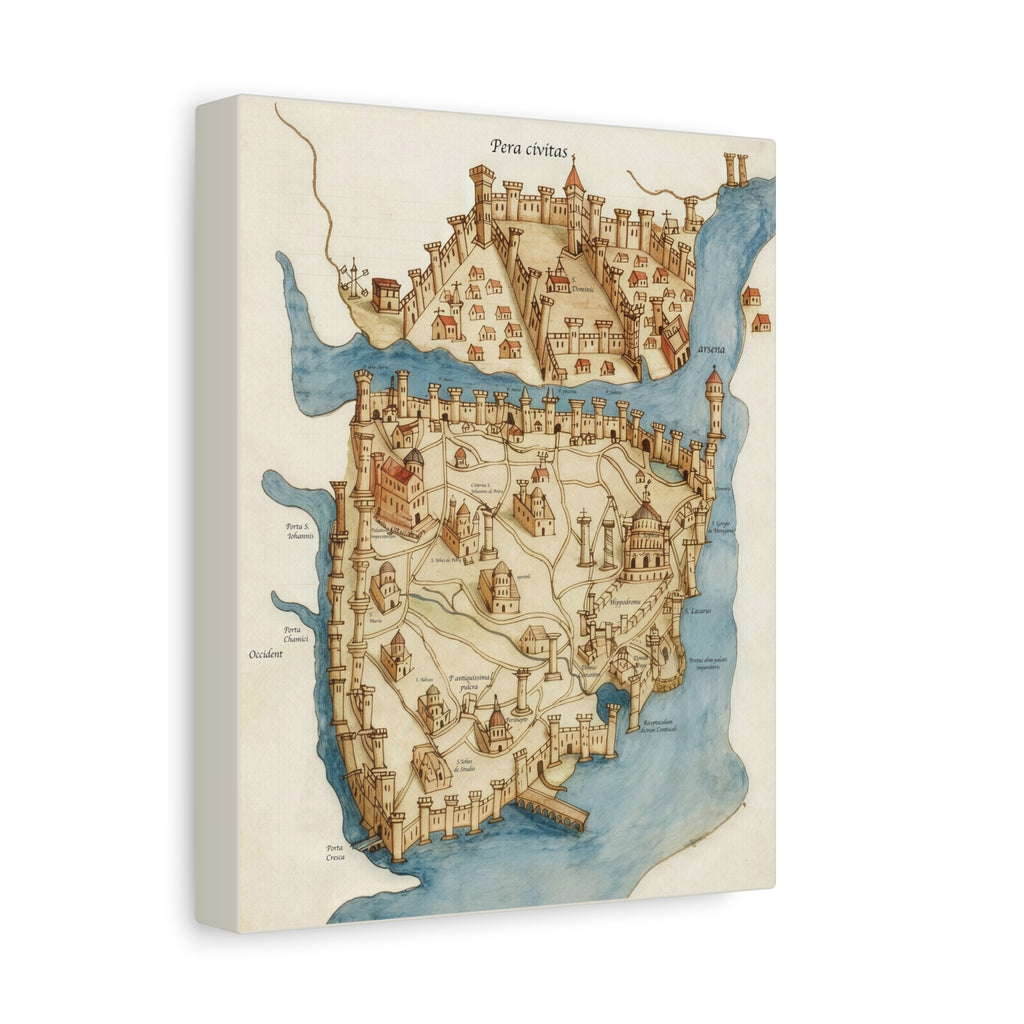Medieval Constantinople City Map Canvas Print — Vintage Map Wall Art