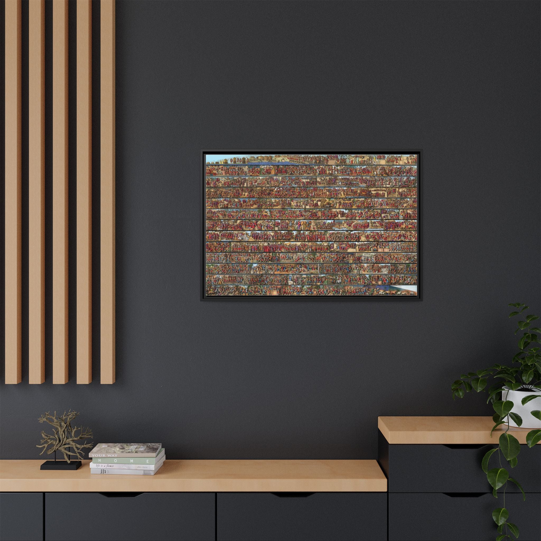 Colorized Depiction of Trajan's Column in Rome Framed Matte Canvas