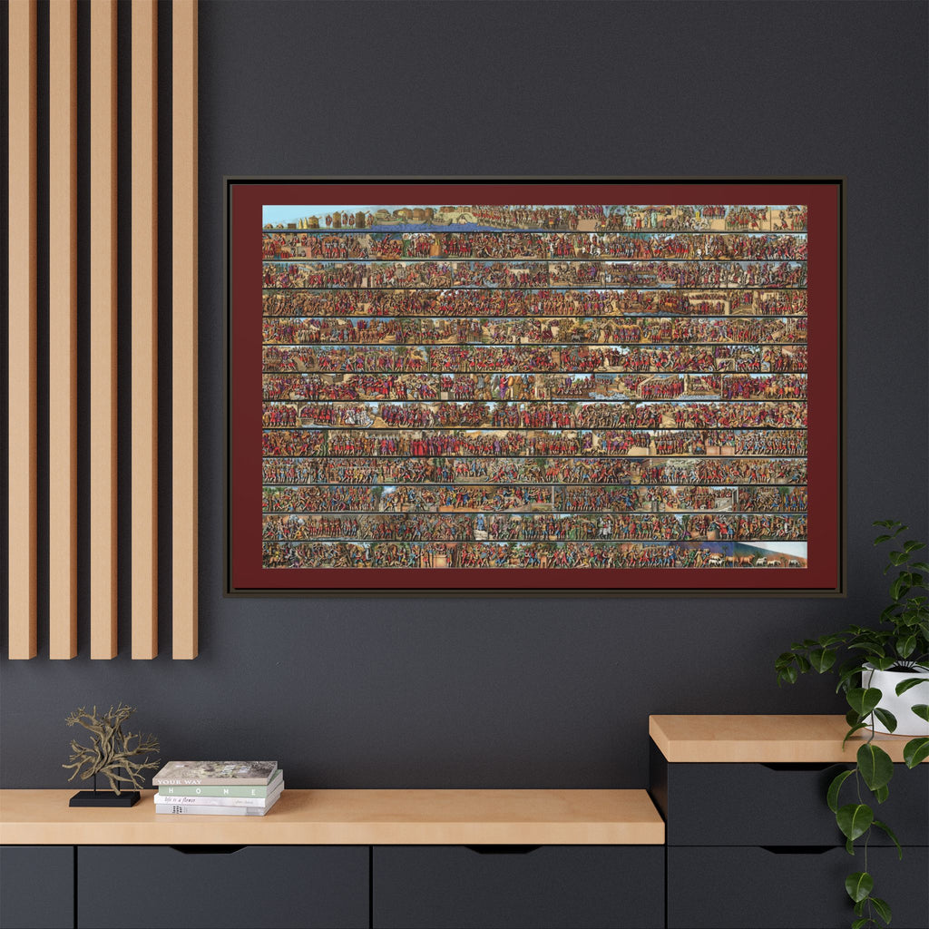 Colorized Depiction of Trajan's Column in Rome Framed Matte Canvas