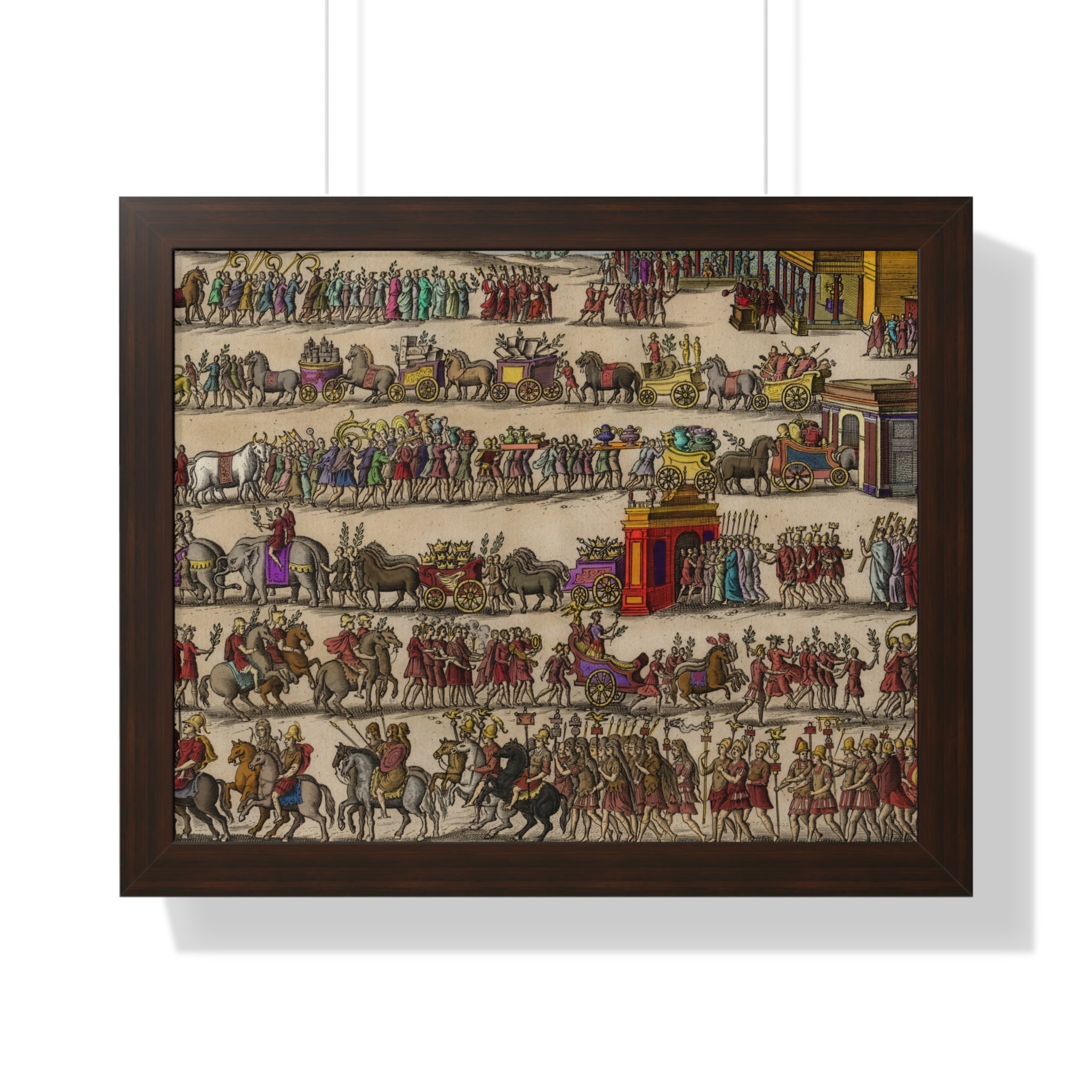 Roman Triumph Procession Framed Poster | Hand-Colored Engraving Print