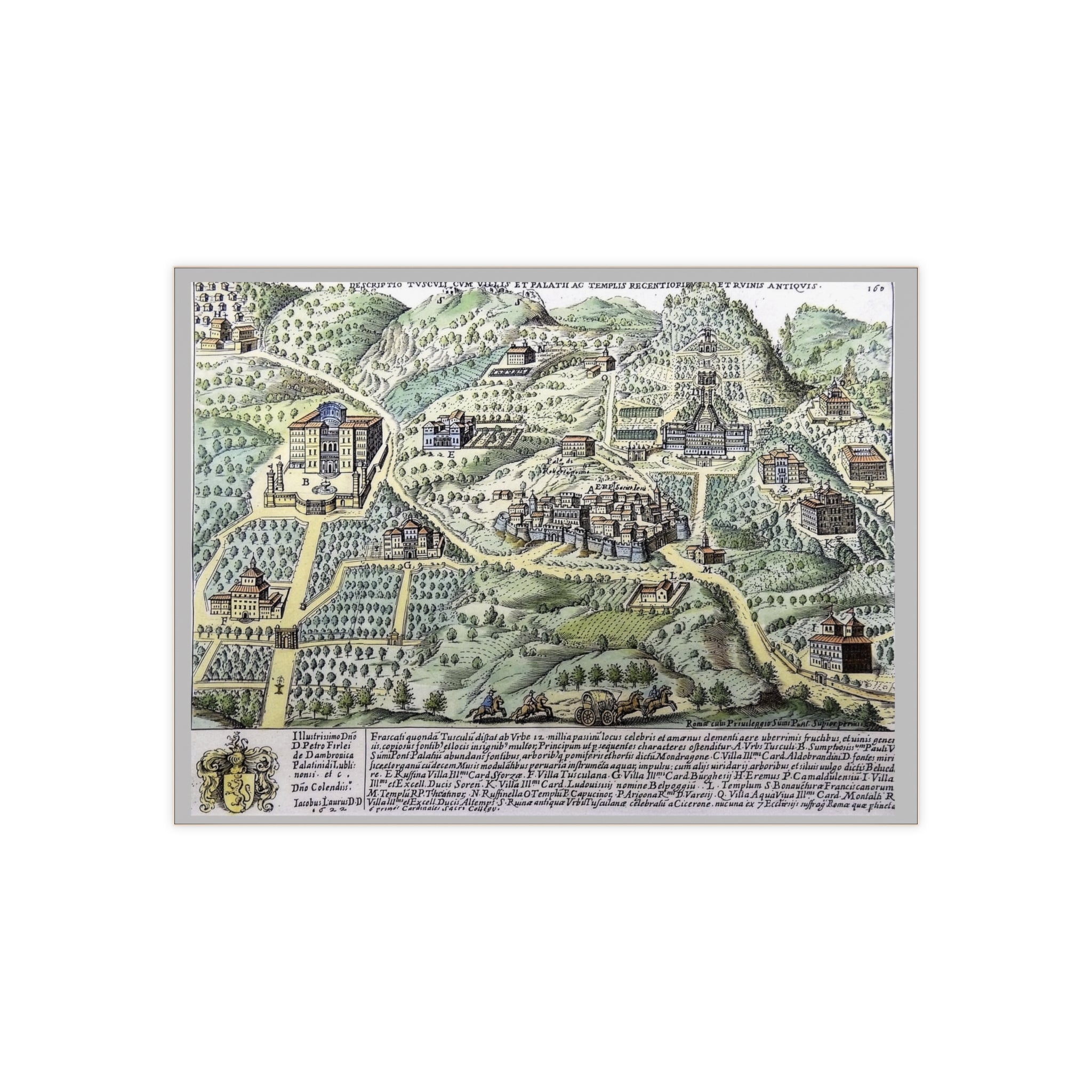 Antique Illustrated Map of Tusculum Ceramic Tile | Antique Italian Photo Tile