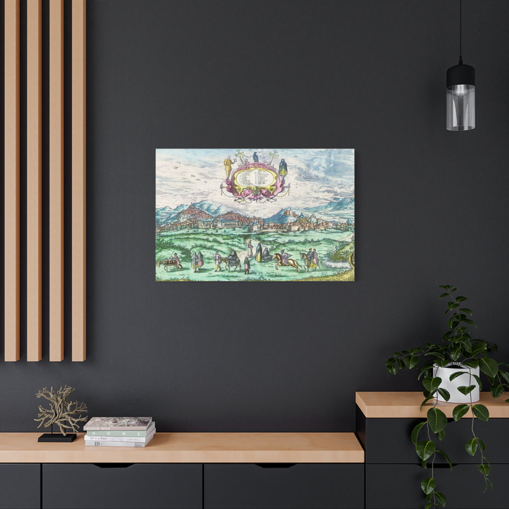 Granada Hand-Colored City View Matte Canvas