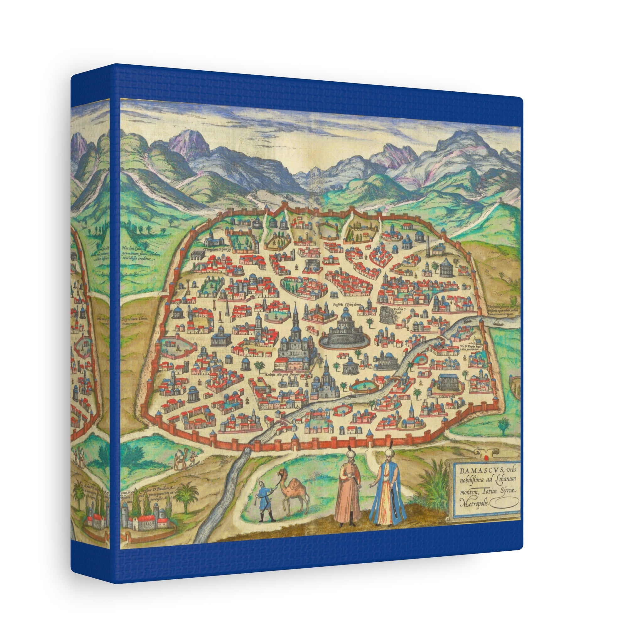 Antique Damascus Syria Birdseye City Map Matte Canvas