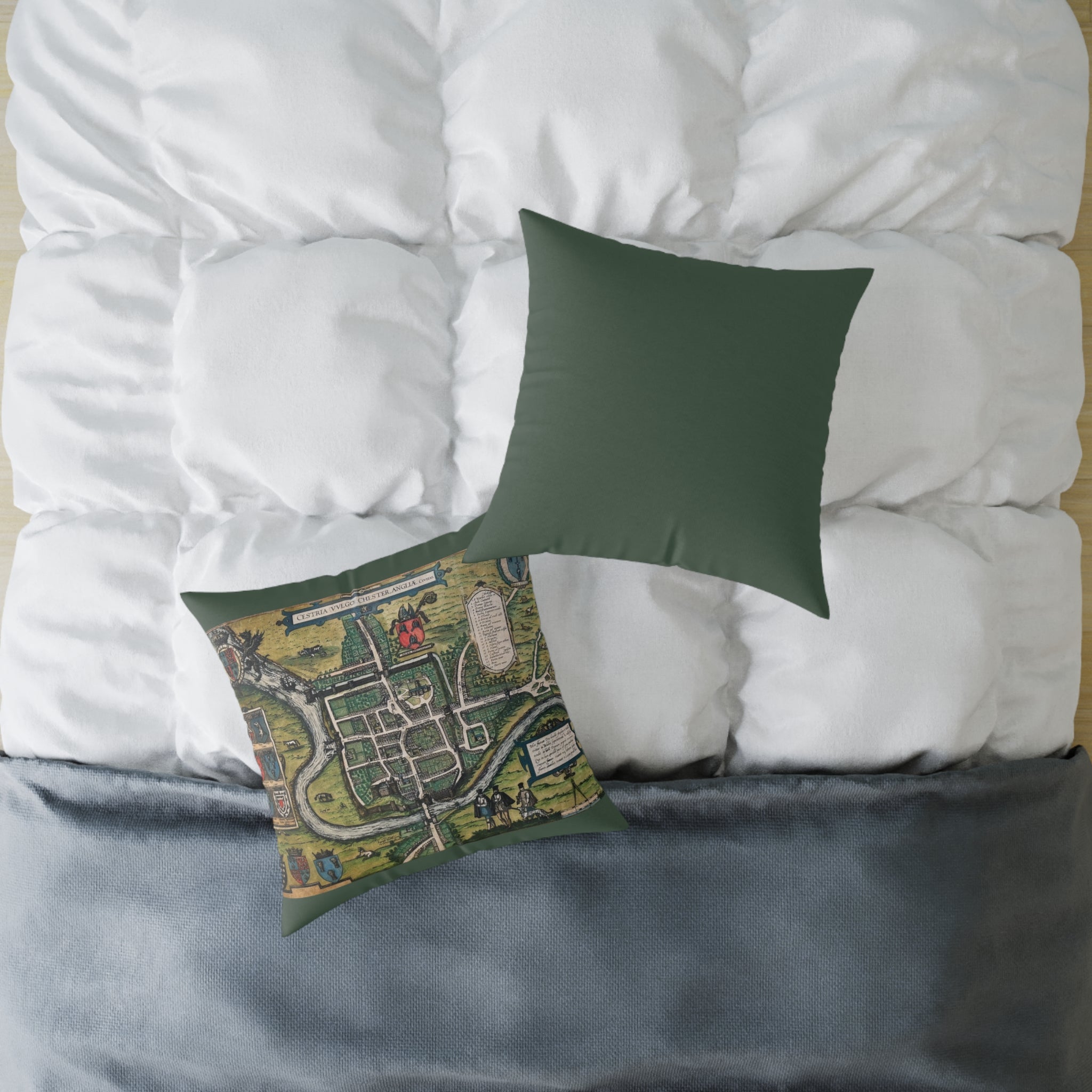 Chester, England by Braun and Hogenberg Antique Map Pillow