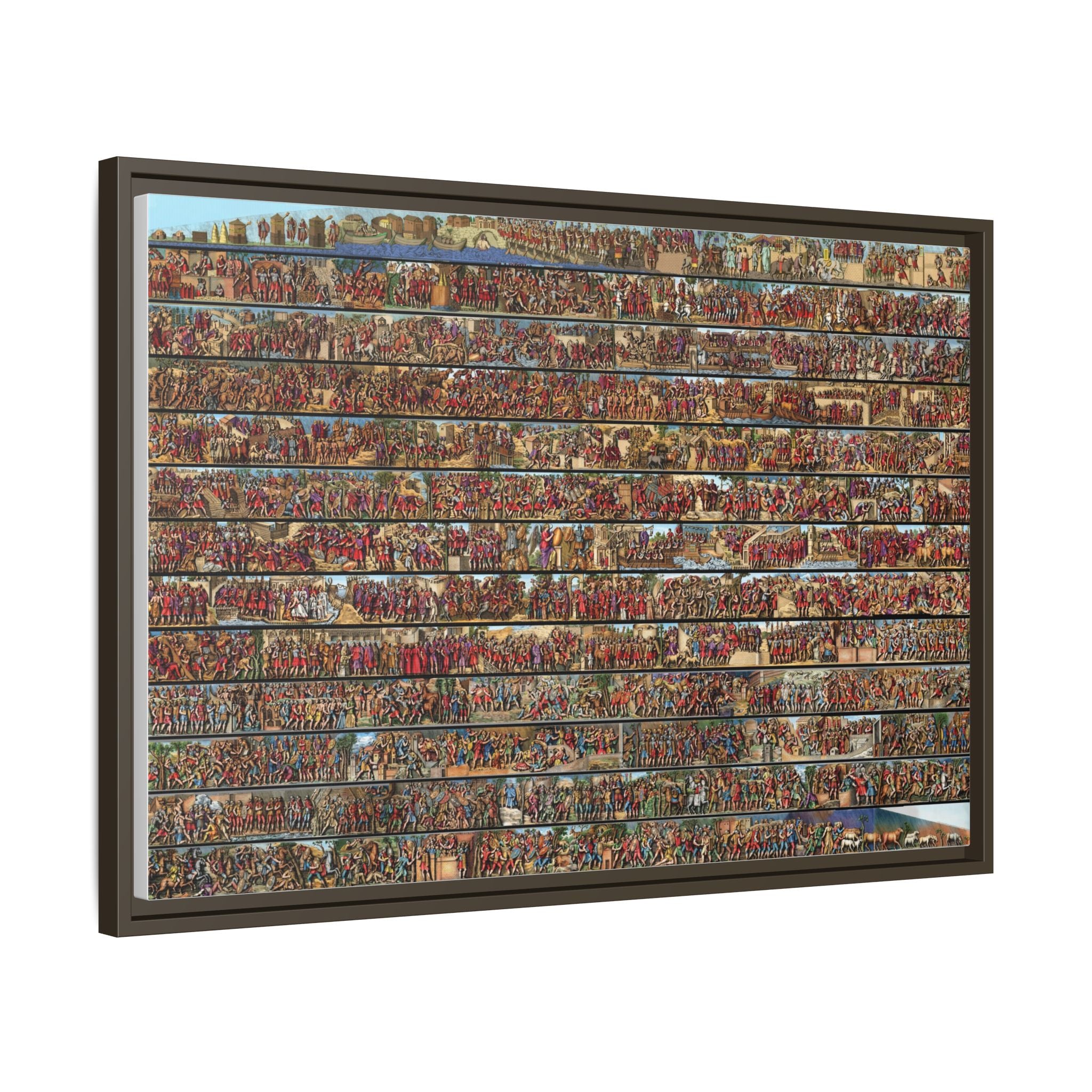 Colorized Depiction of Trajan's Column in Rome Framed Matte Canvas