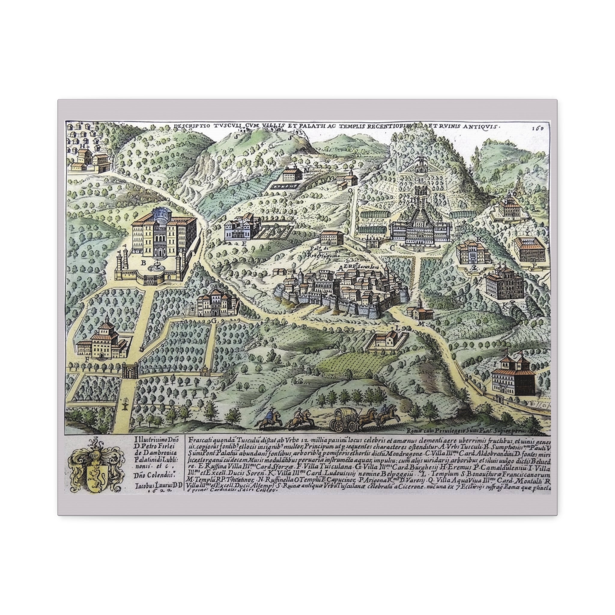 Tusculum Map Matte Canvas | Historic Italian Cartography