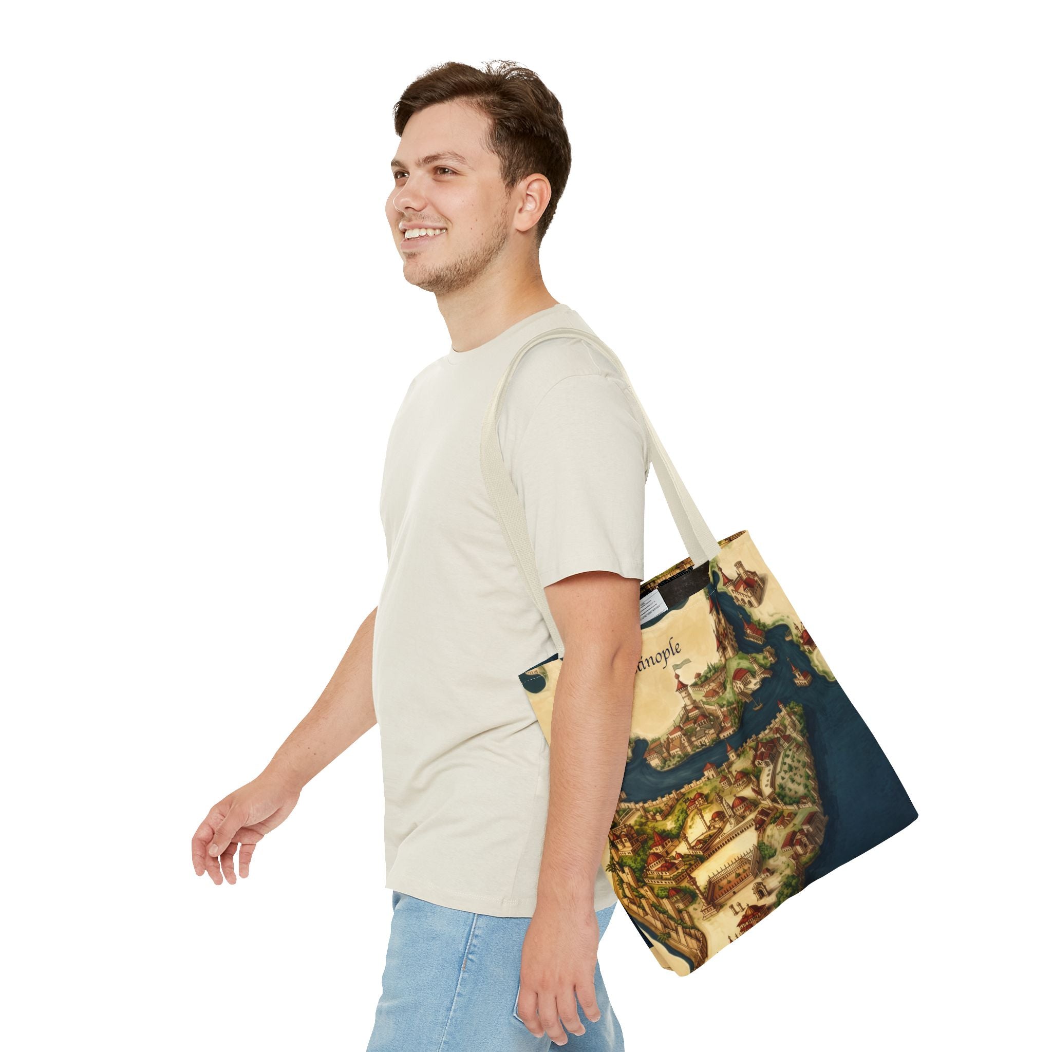 Constantinople Map Tote Bag — Vintage Cityscape All-Over Print