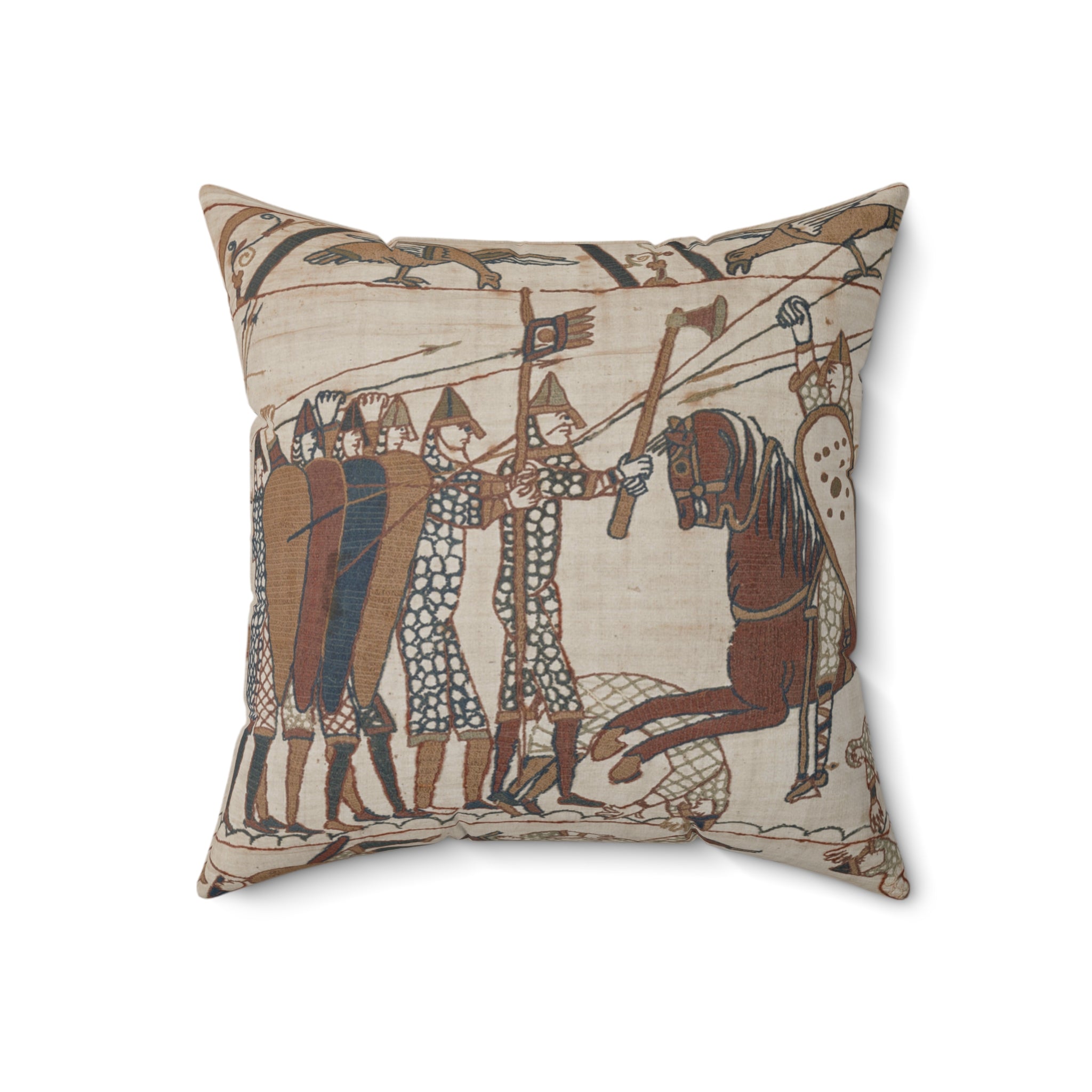 Bayeux Tapestry Battle of Hastings Cavalry Charge Faux Suede Square Pillow