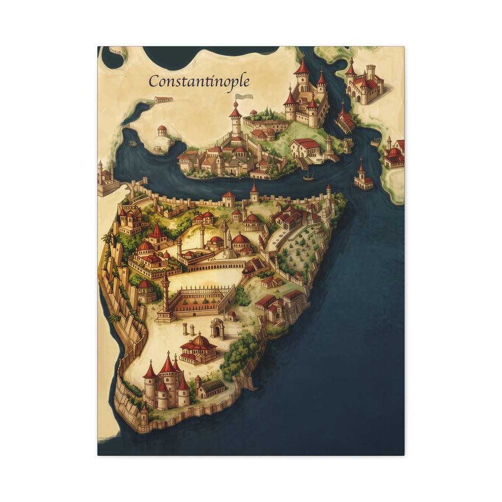 Constantinople Vintage Map Matte Canvas Print — Stretched 1.25"
