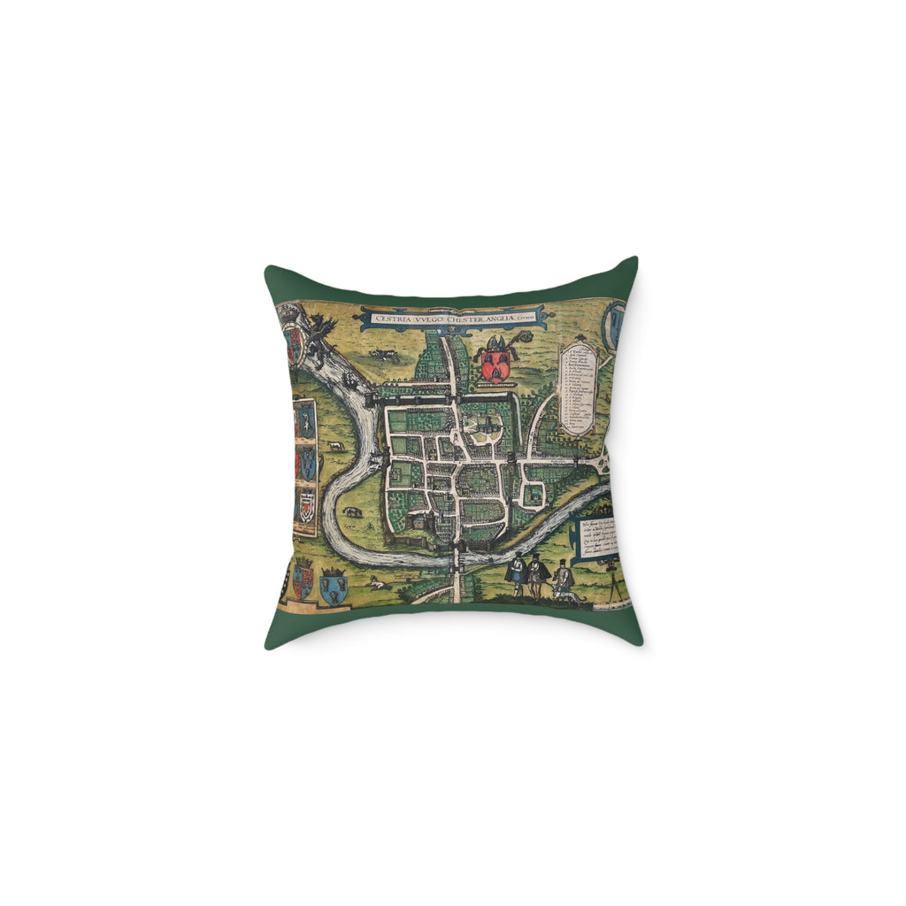 Chester, England by Braun and Hogenberg Antique Map Pillow