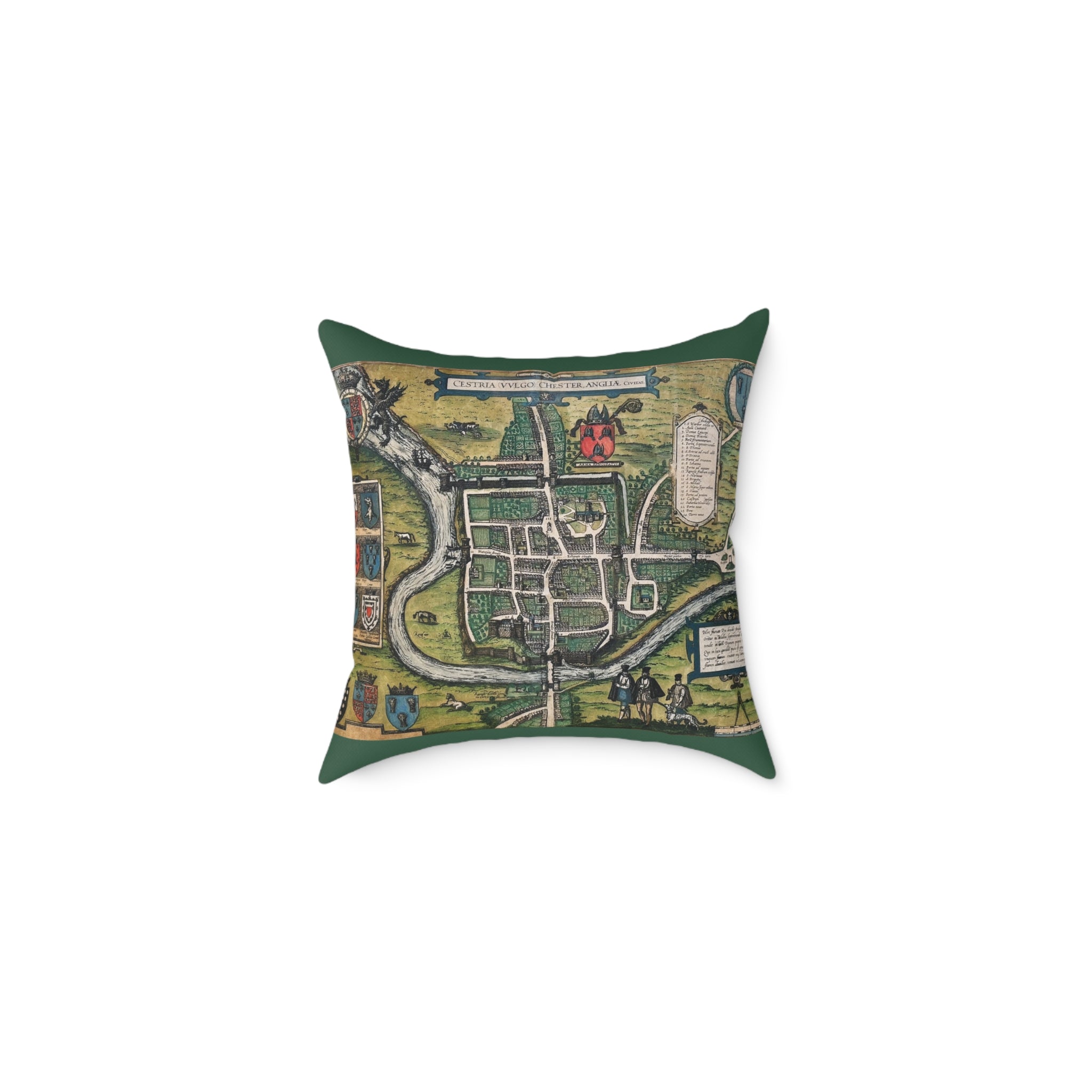 Chester, England by Braun and Hogenberg Antique Map Pillow