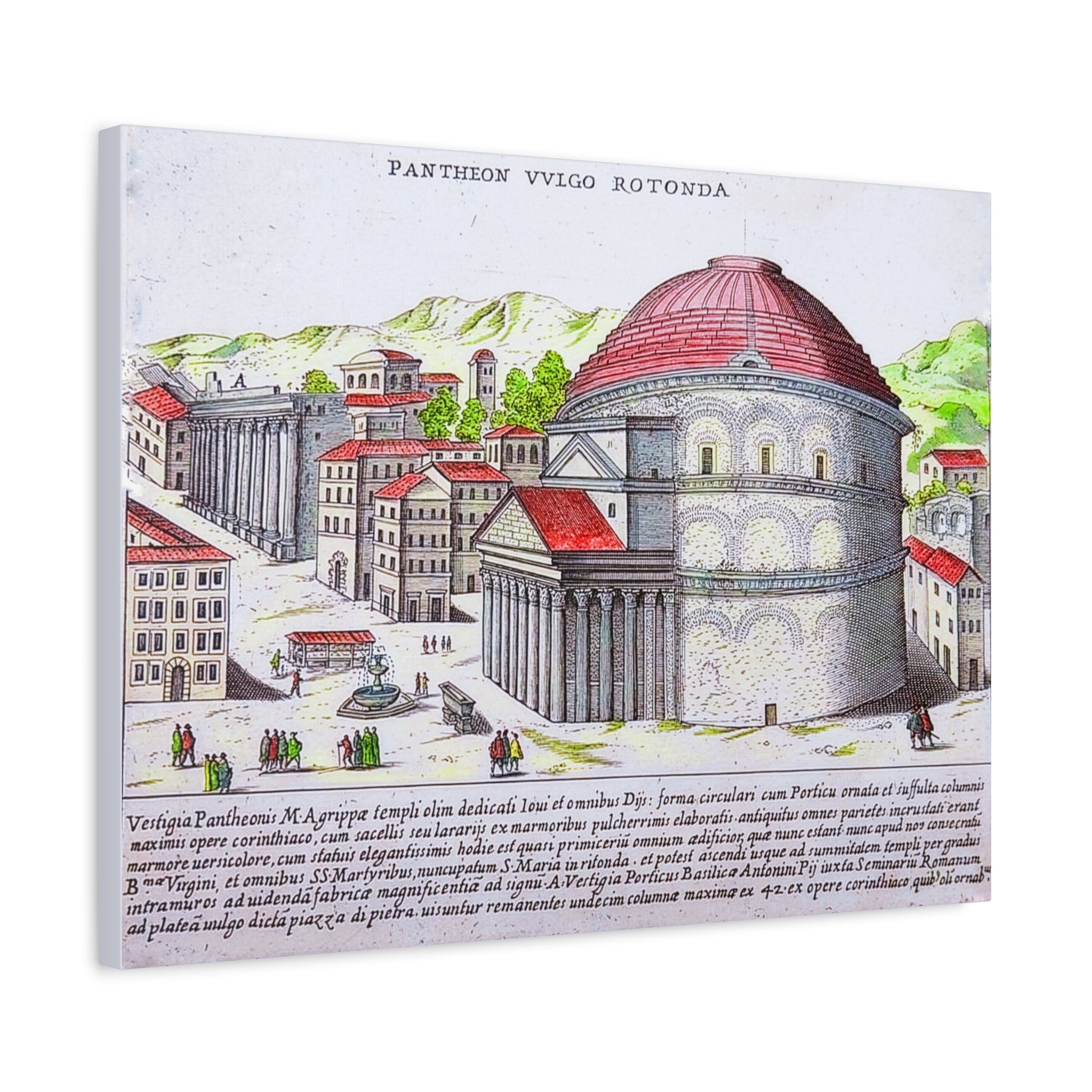 Pantheon Engraving Canvas Print Matte Stretched Canvas