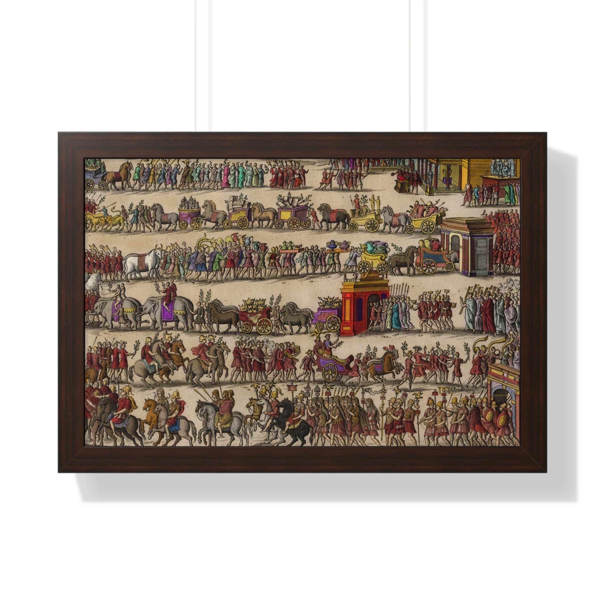 Roman Triumph Procession Framed Poster | Hand-Colored Engraving Print