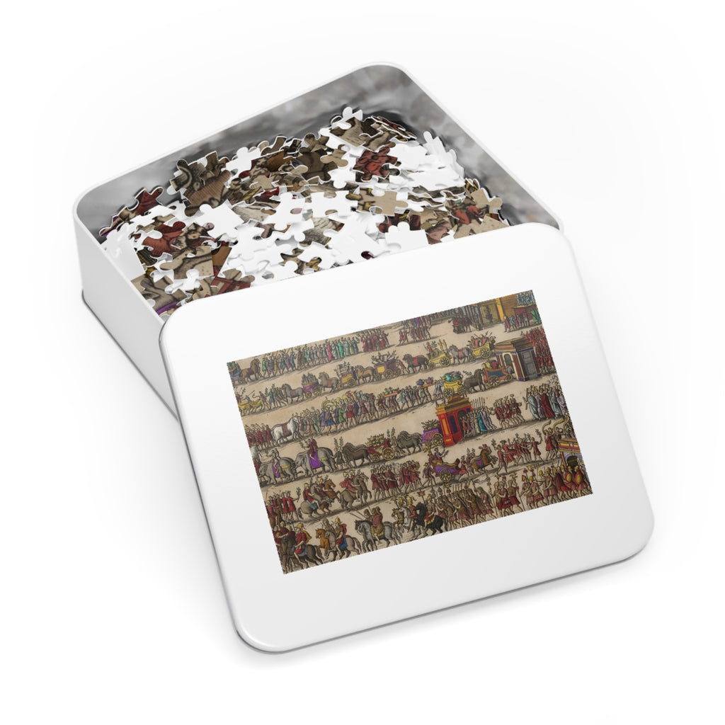 Roman Triumph Illustration Jigsaw Puzzle with Tin | Hand-Colored Engraving