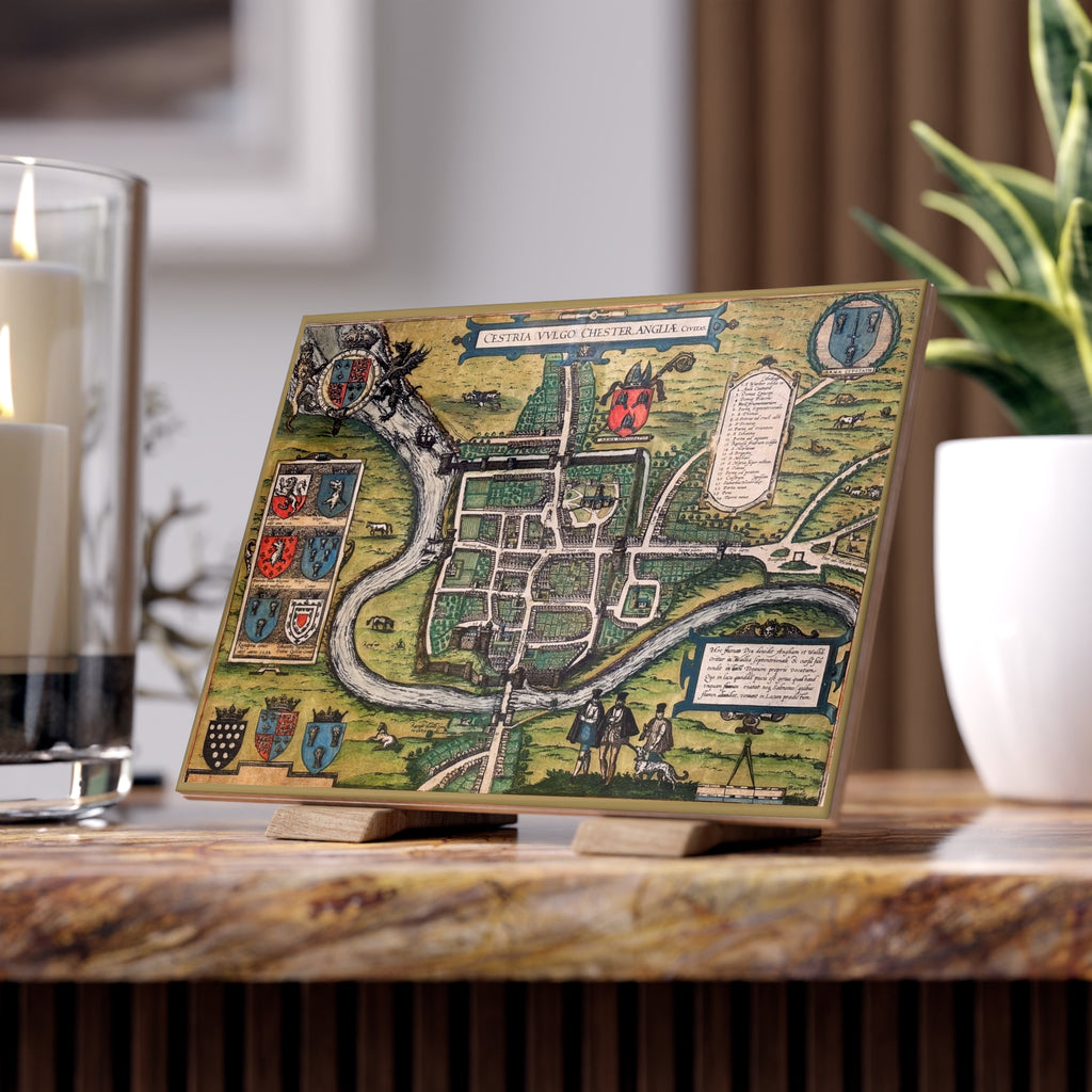 Chester (Cestria), England Vintage Map Ceramic Tile
