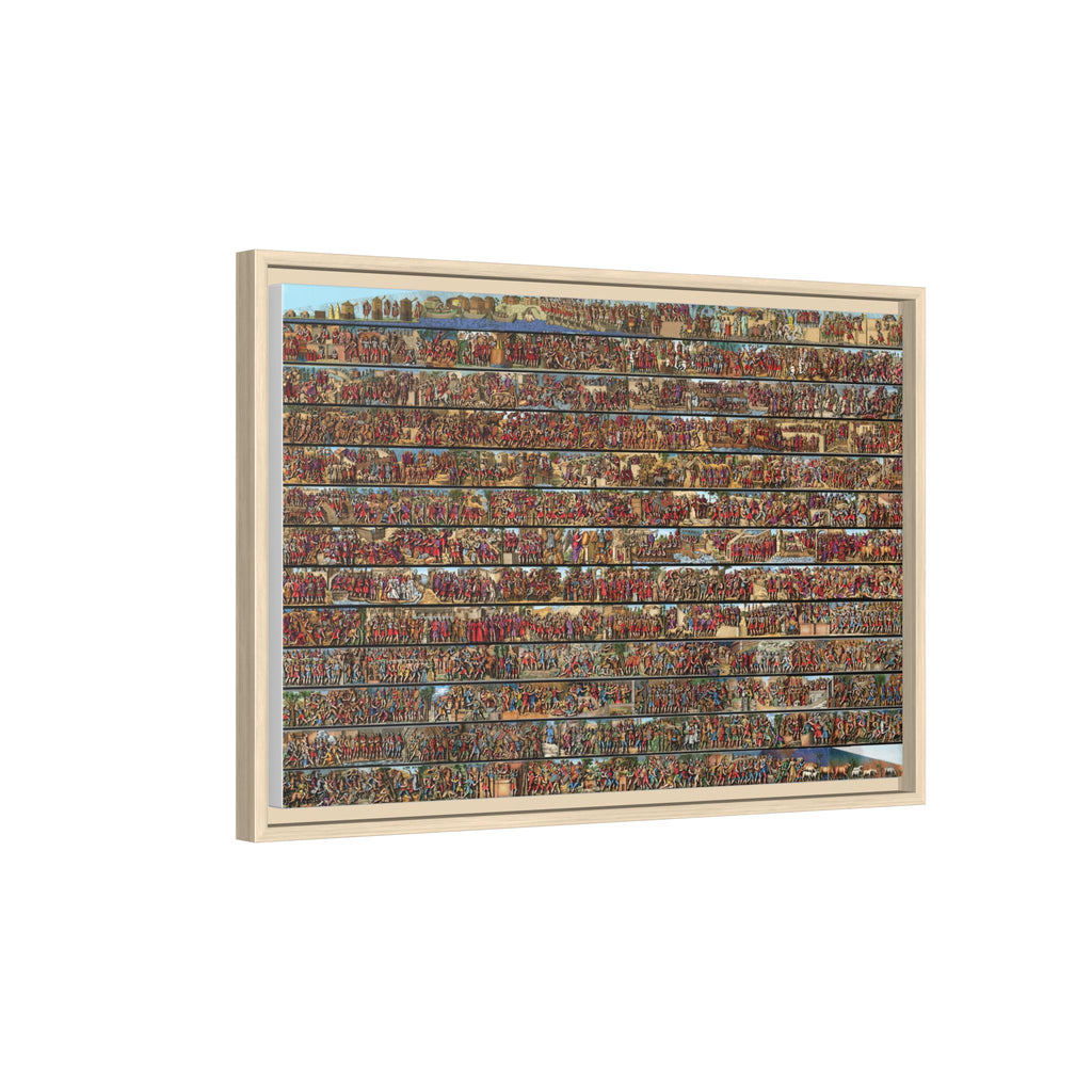Colorized Depiction of Trajan's Column in Rome Framed Matte Canvas