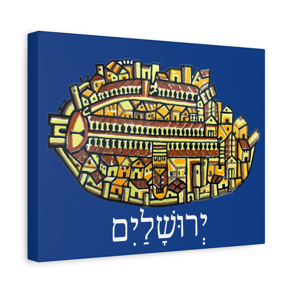 Jerusalem Madaba Map Stretched Canvas Art