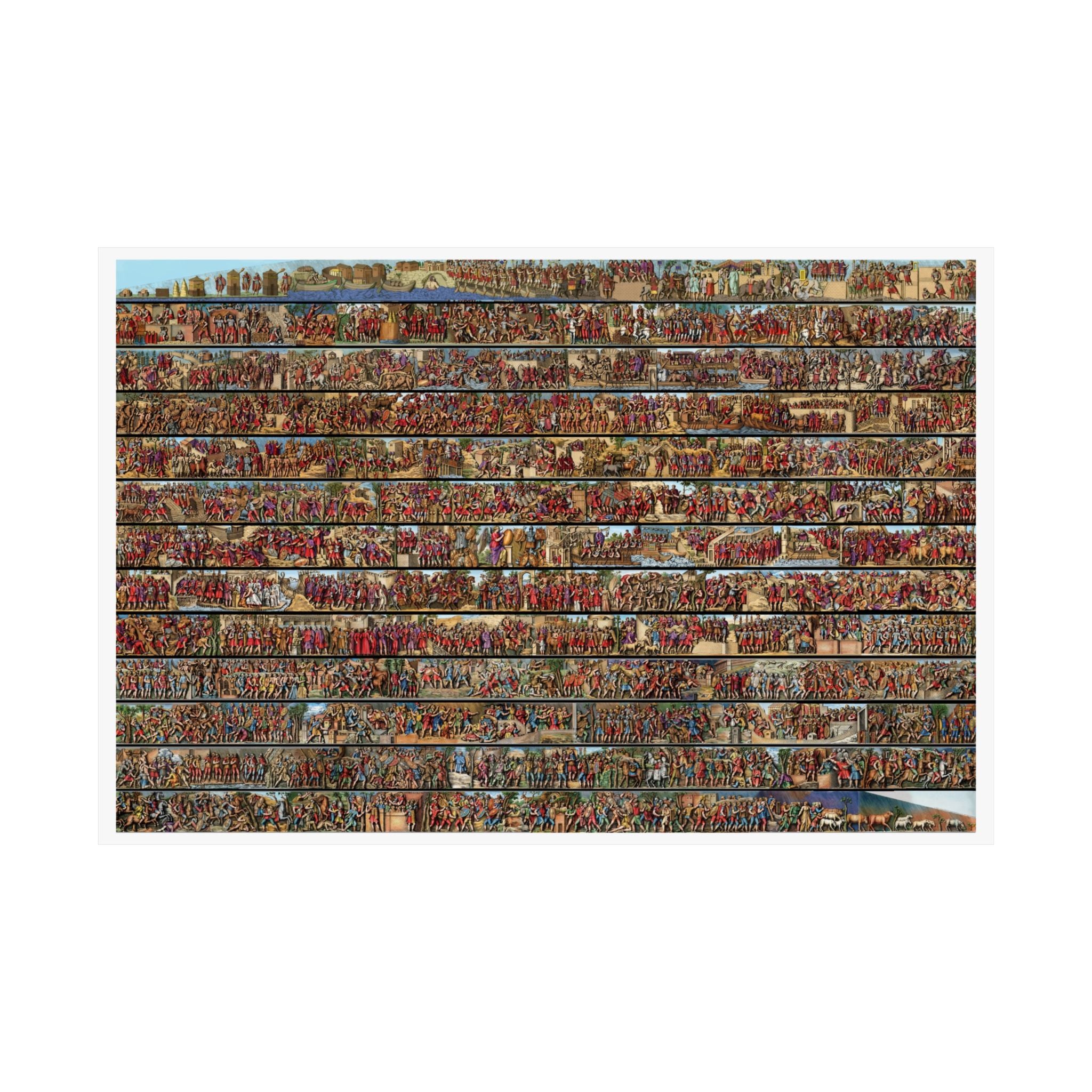 Colorized Trajan's Column Engraving Art Poster