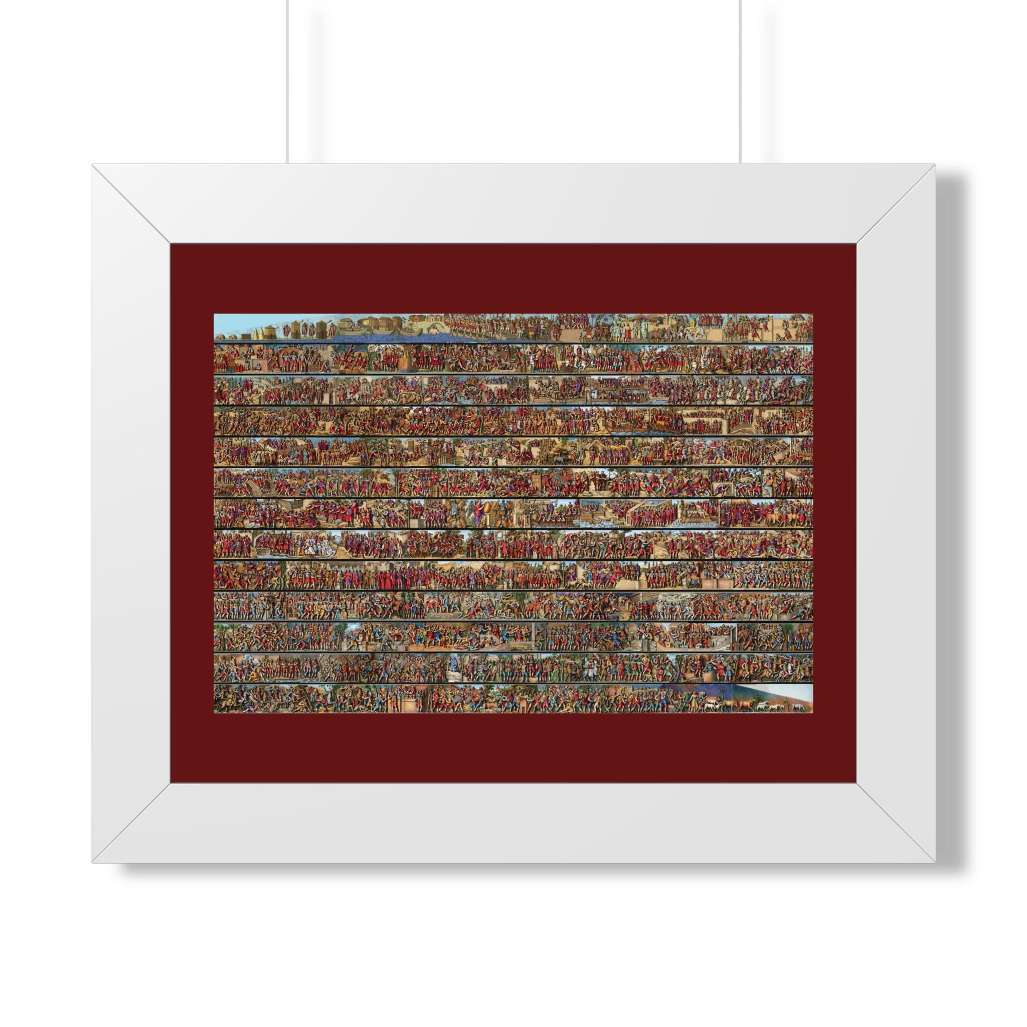Colorized Trajan's Column Engraving Framed Art Print