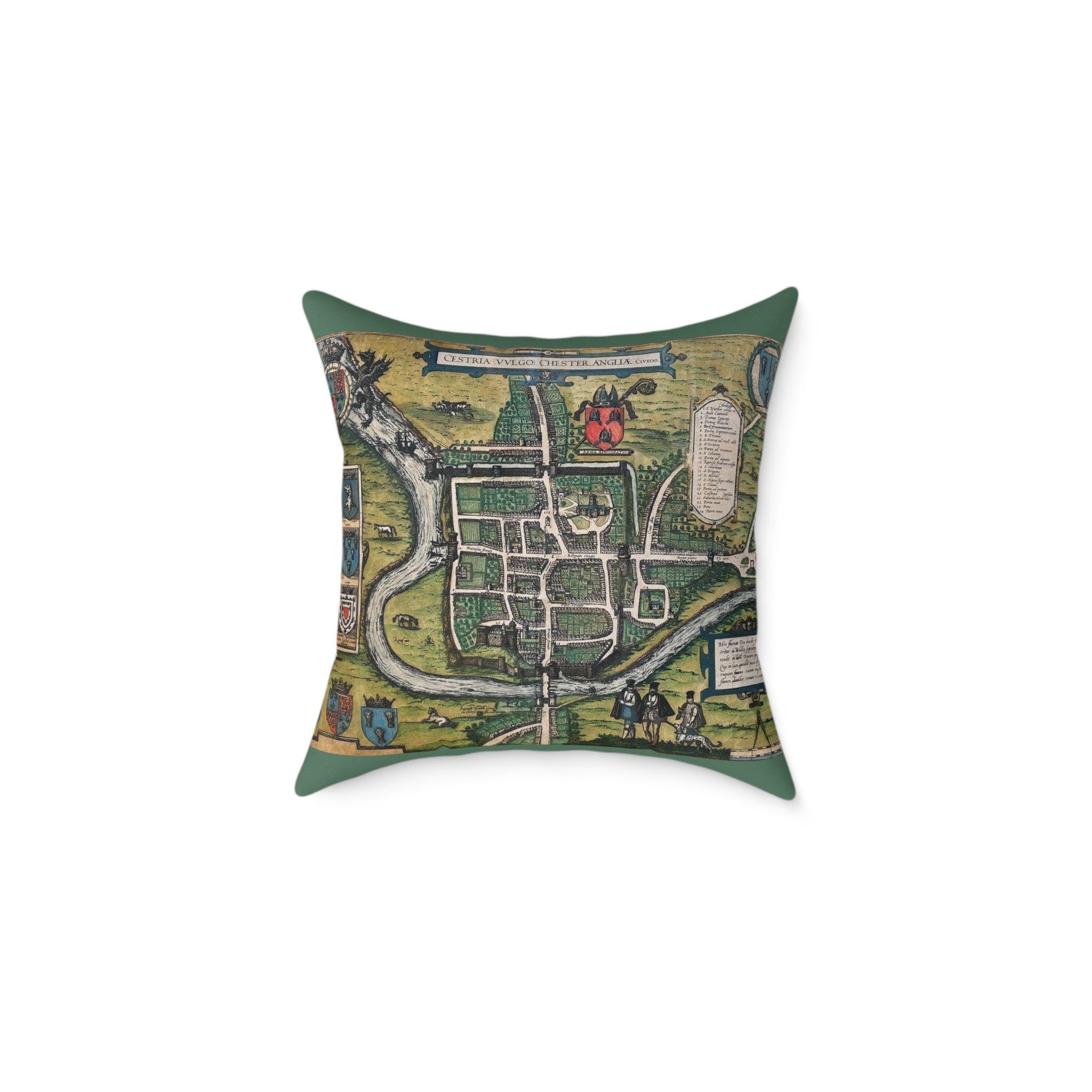 Chester, England by Braun and Hogenberg Antique Map Pillow