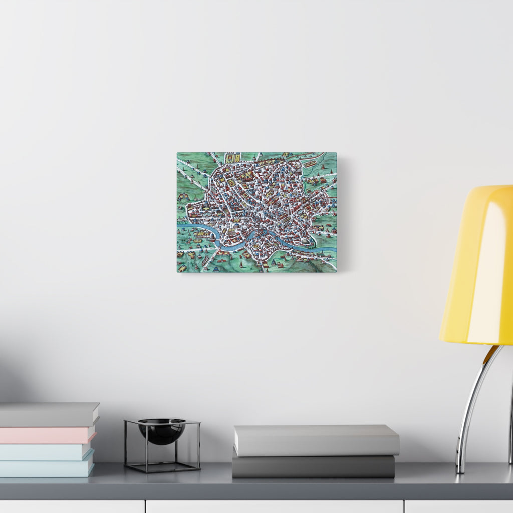 Vintage Bird's-Eye Map of Ancient Rome Matte Canvas