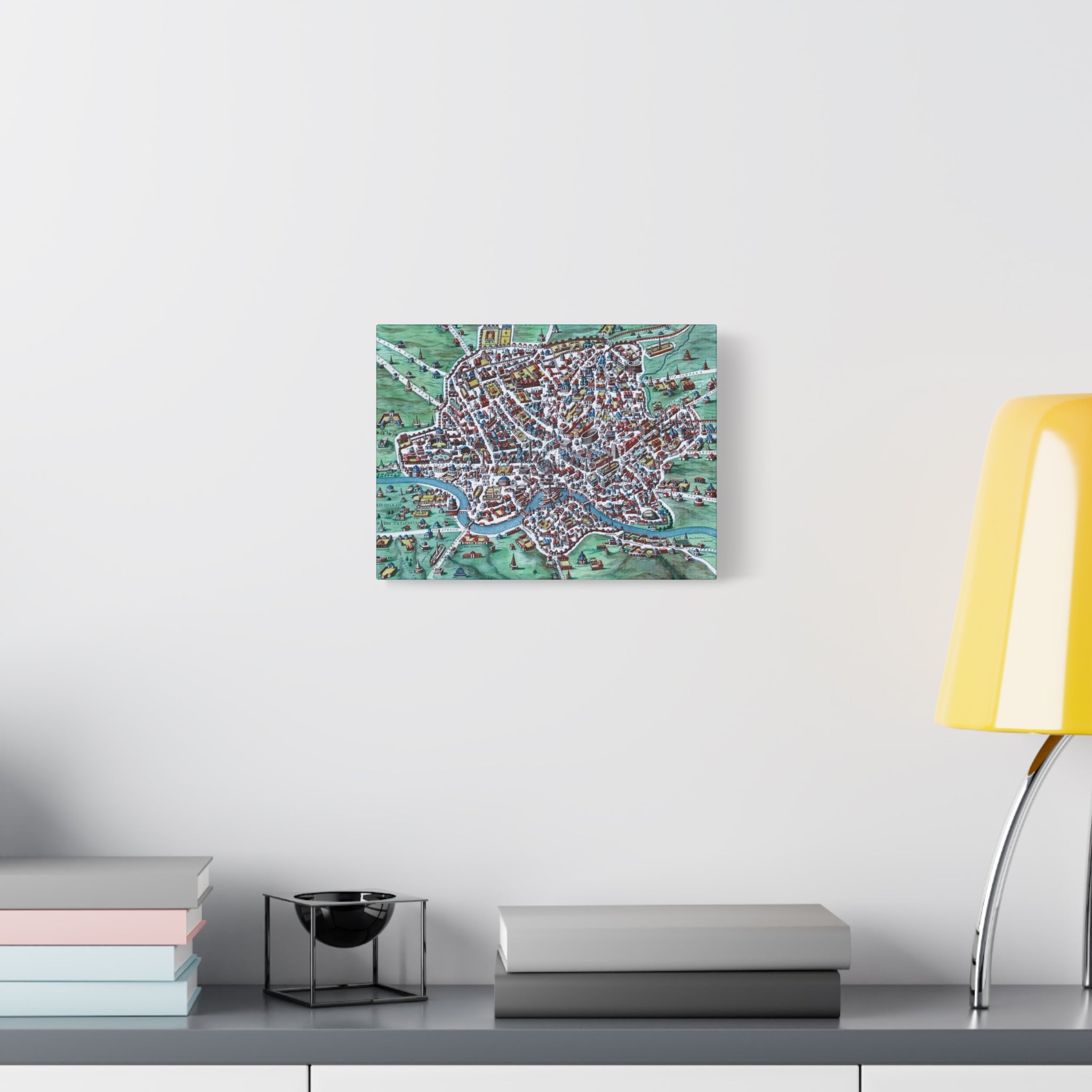 Vintage Bird's-Eye Map of Ancient Rome Matte Canvas