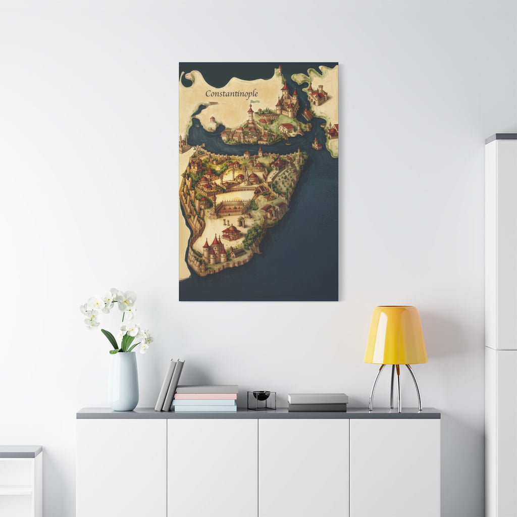 Constantinople Vintage Map Matte Canvas Print — Stretched 1.25"