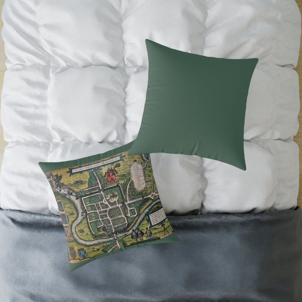 Chester, England by Braun and Hogenberg Antique Map Pillow