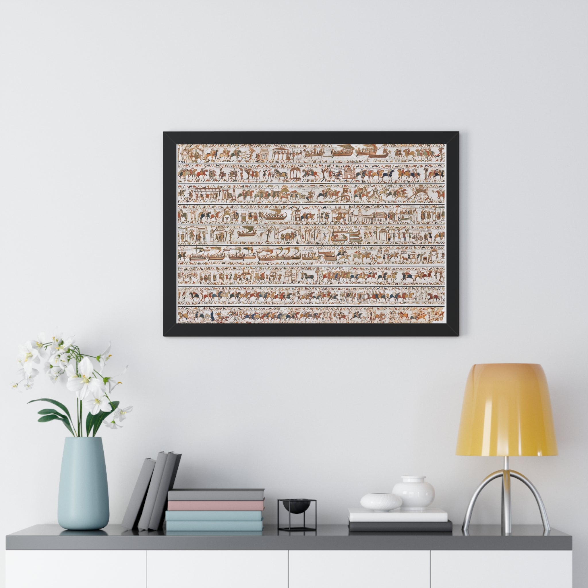 The Bayeux Tapestry (Complete Panorama) Framed Art Poster | Illustration of Norman Conquest Print