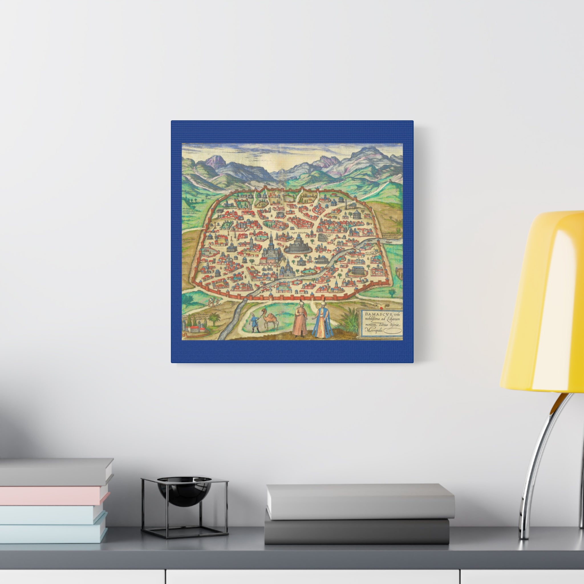Antique Damascus Syria Birdseye City Map Matte Canvas
