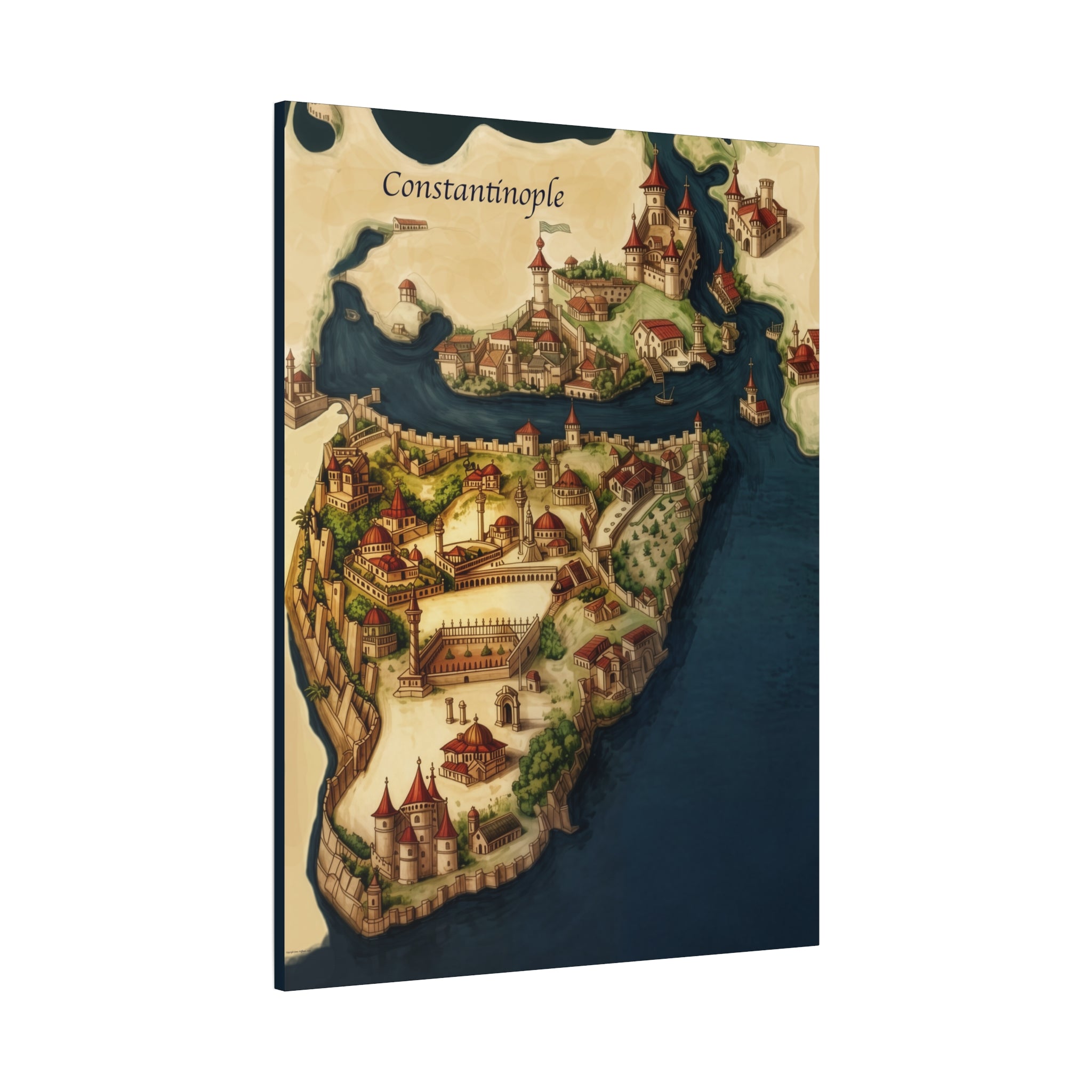 Constantinople Vintage Map Matte Canvas Print — Stretched 1.25"