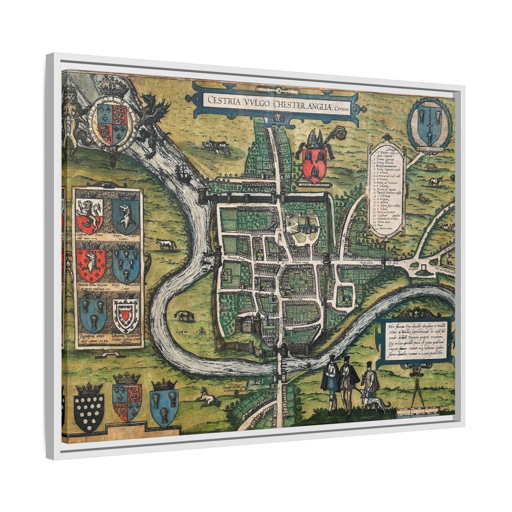 Chester, England by Braun and Hogenberg Framed Canvas Art Print