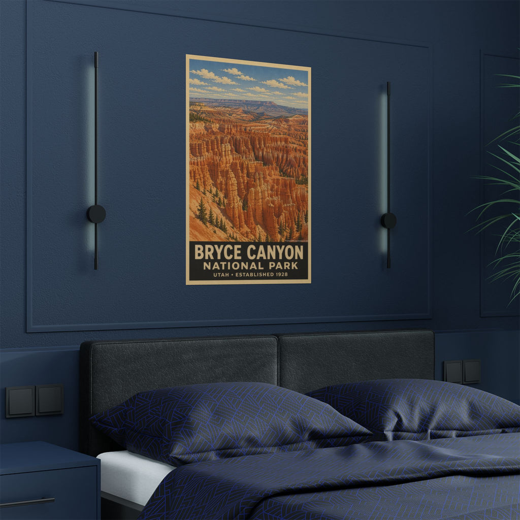 Bryce Canyon National Park Satin Poster - Vintage Travel Art Print