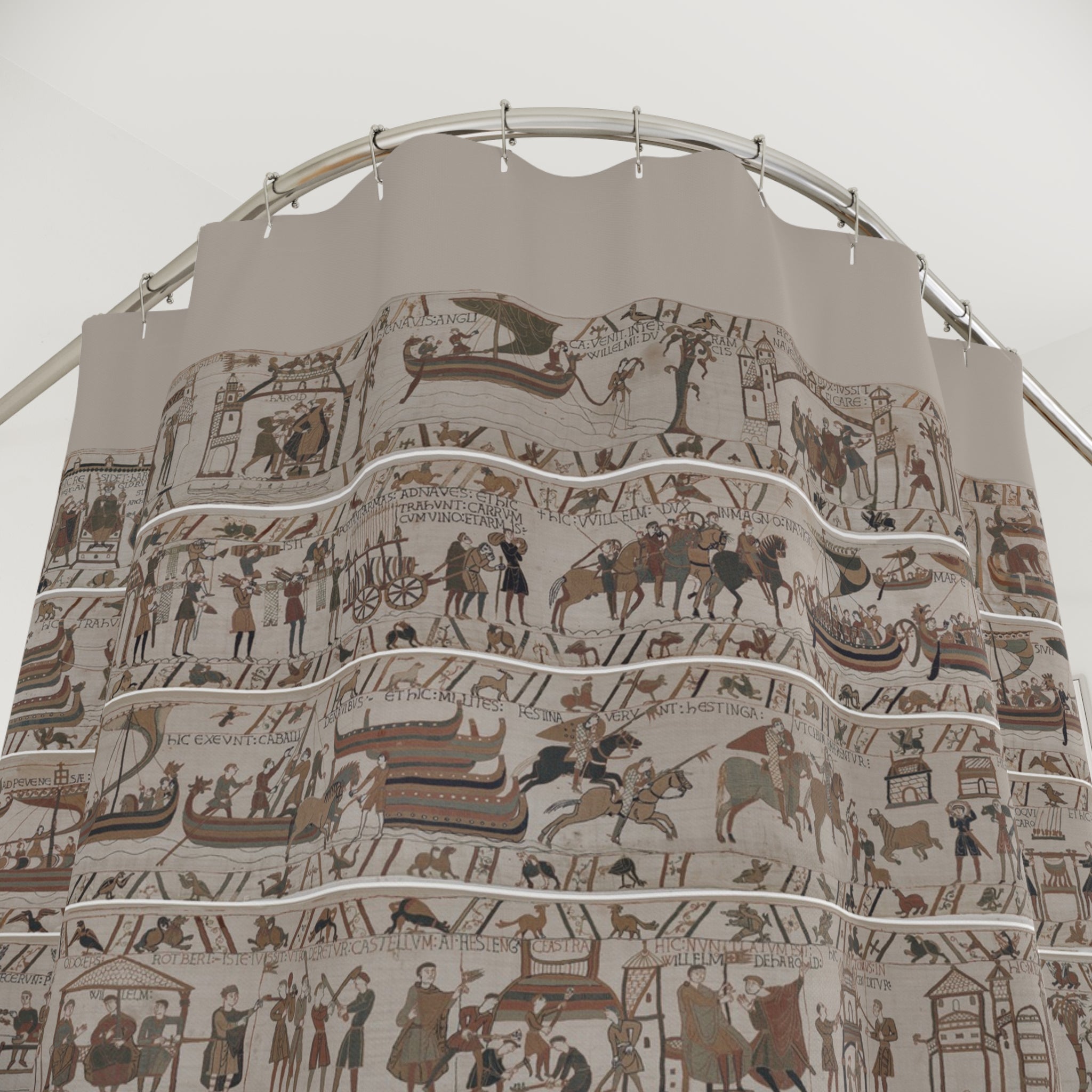 Bayeux Tapestry Norman Invasion Shower Curtain | Historical Medieval Decor
