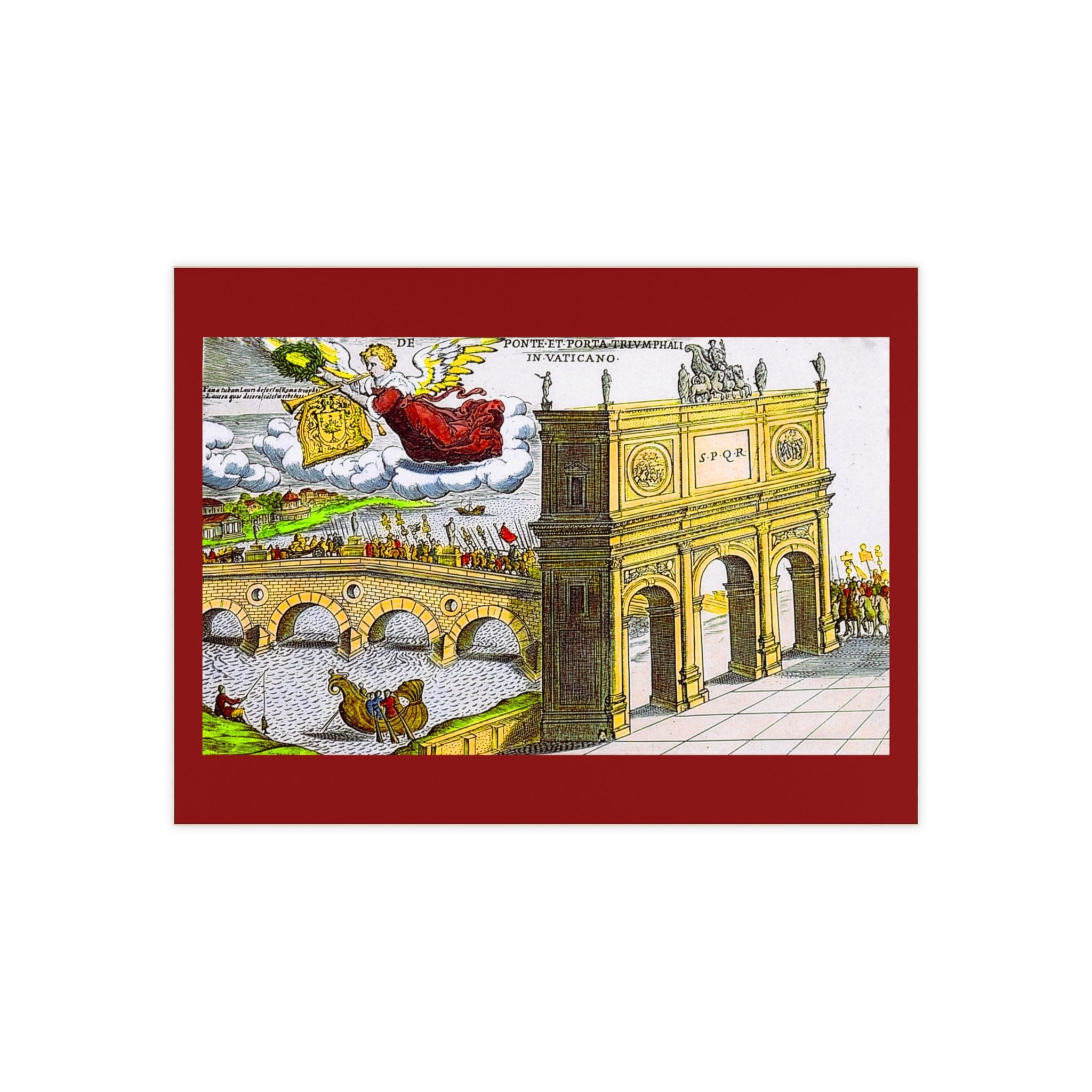 Antique Vatican Engraving Ceramic Photo Tile | Ponte et Porta Triumphali Rome