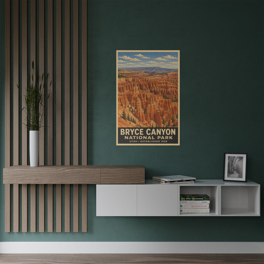 Bryce Canyon National Park Satin Poster - Vintage Travel Art Print