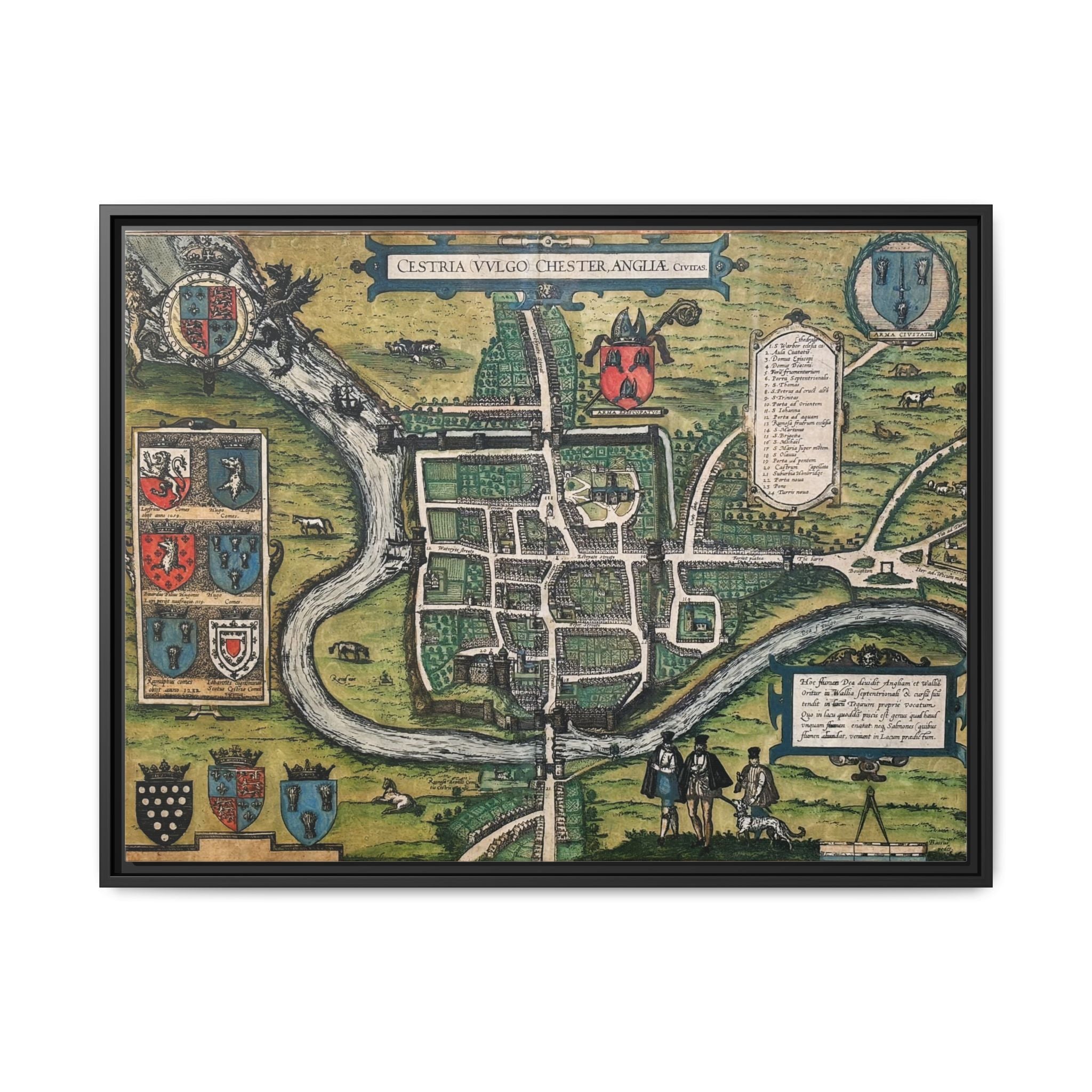 Chester, England by Braun and Hogenberg Framed Canvas Art Print