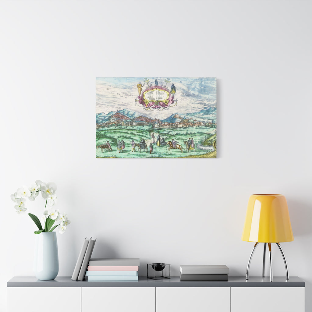 Granada Hand-Colored City View Matte Canvas