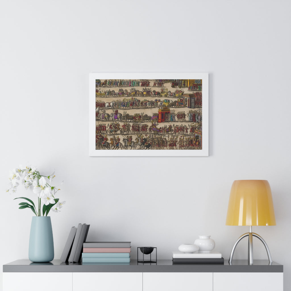 Roman Triumph Procession Framed Poster | Hand-Colored Engraving Print