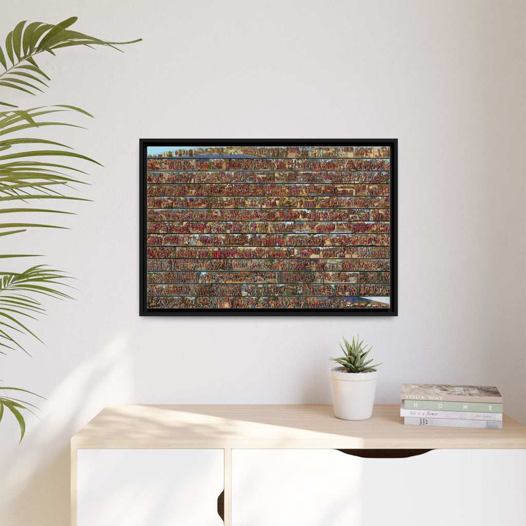 Colorized Depiction of Trajan's Column in Rome Framed Matte Canvas