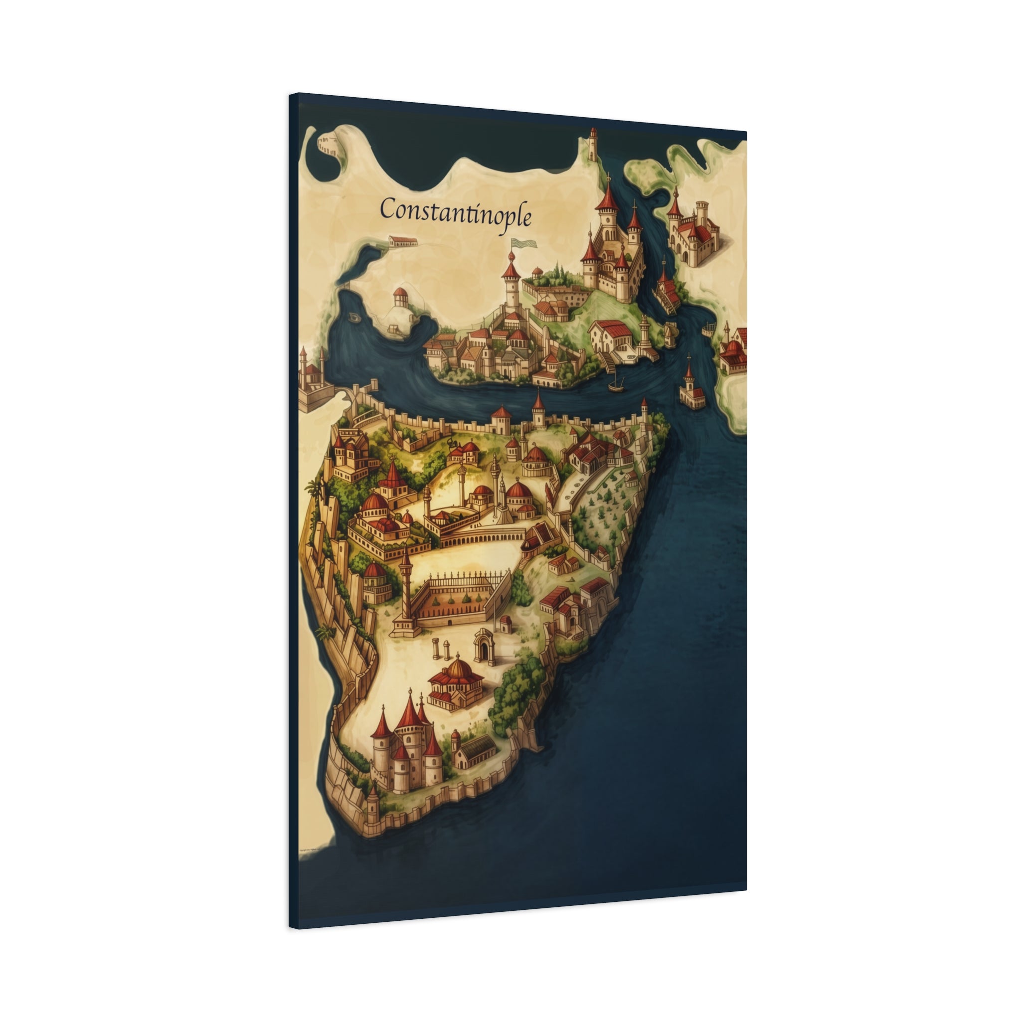 Constantinople Vintage Map Matte Canvas Print — Stretched 1.25"