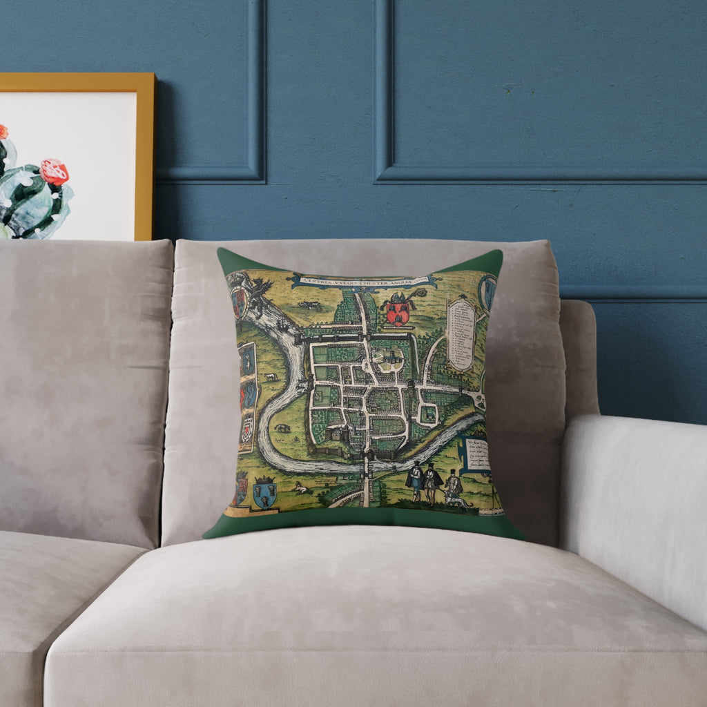 Chester, England by Braun and Hogenberg Antique Map Pillow