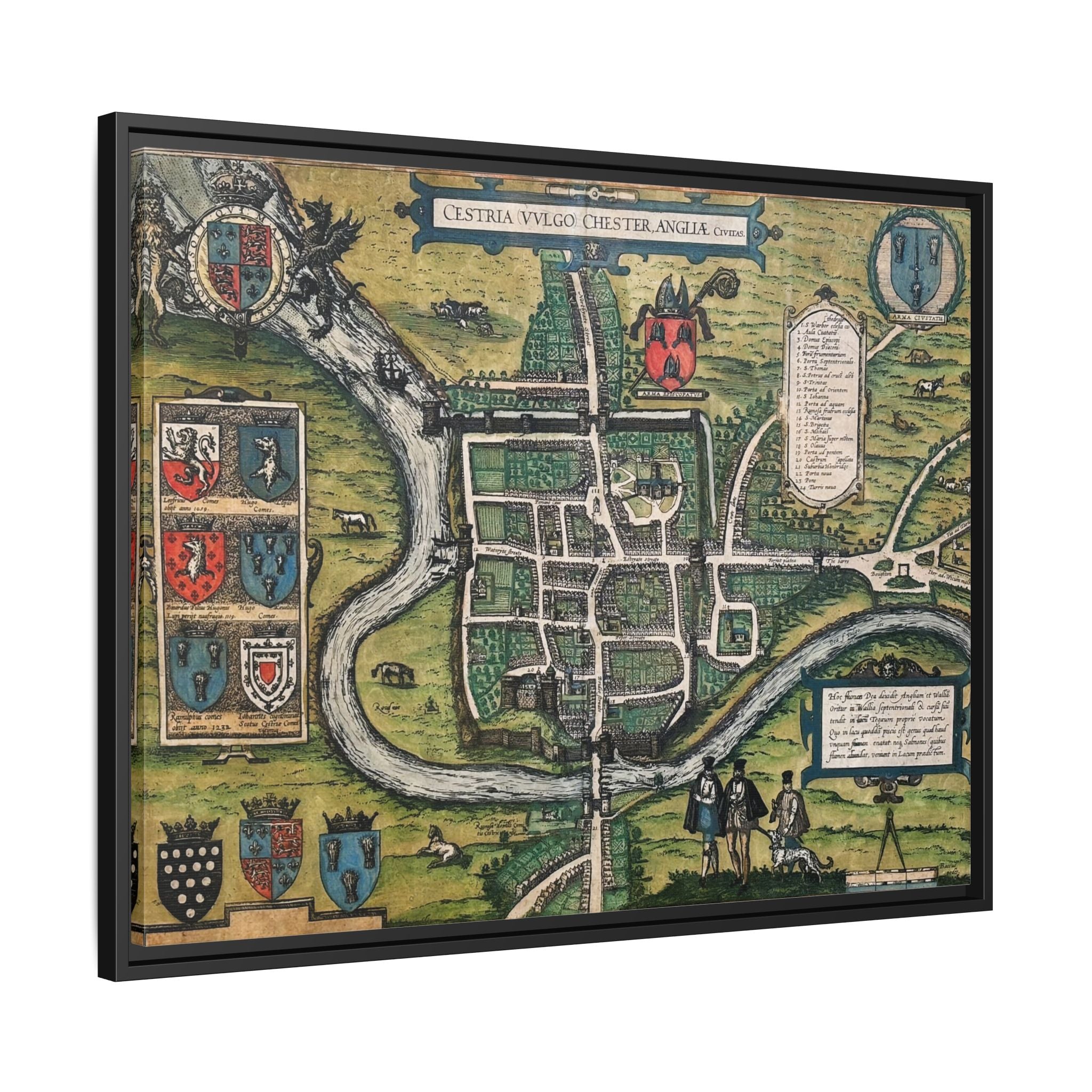Chester, England by Braun and Hogenberg Framed Canvas Art Print