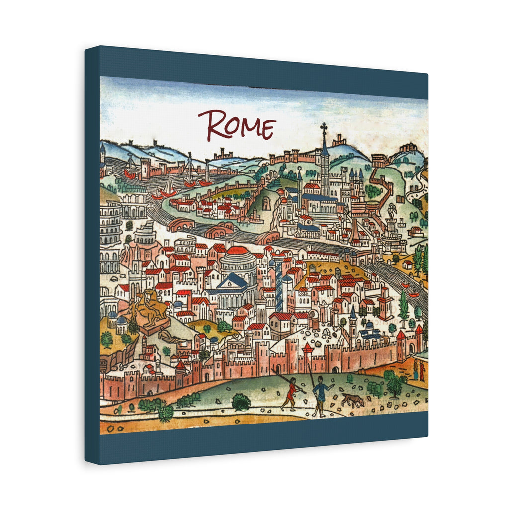 Renaissance Bird's-Eye Map of Rome Matte Canvas