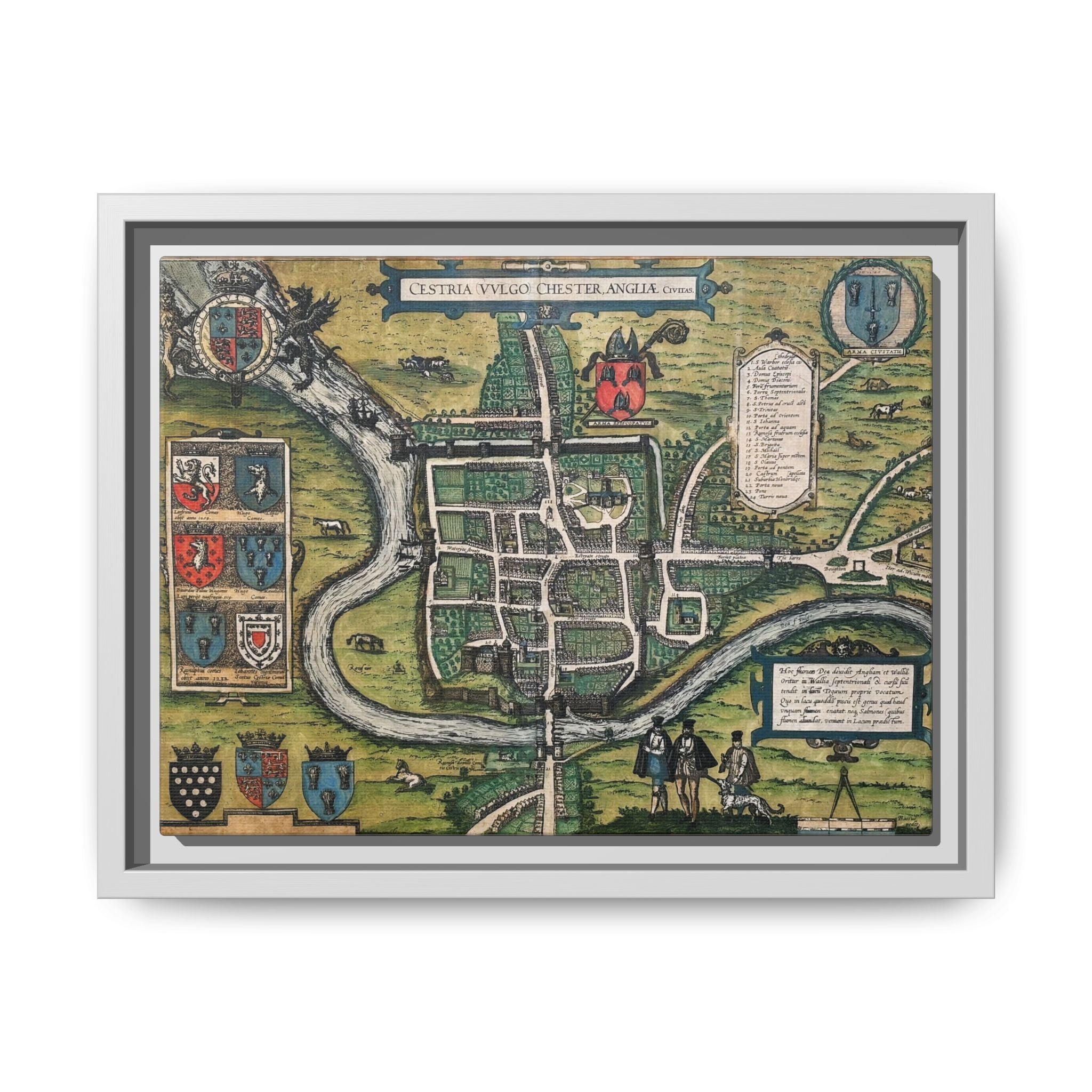 Chester, England by Braun and Hogenberg Framed Canvas Art Print